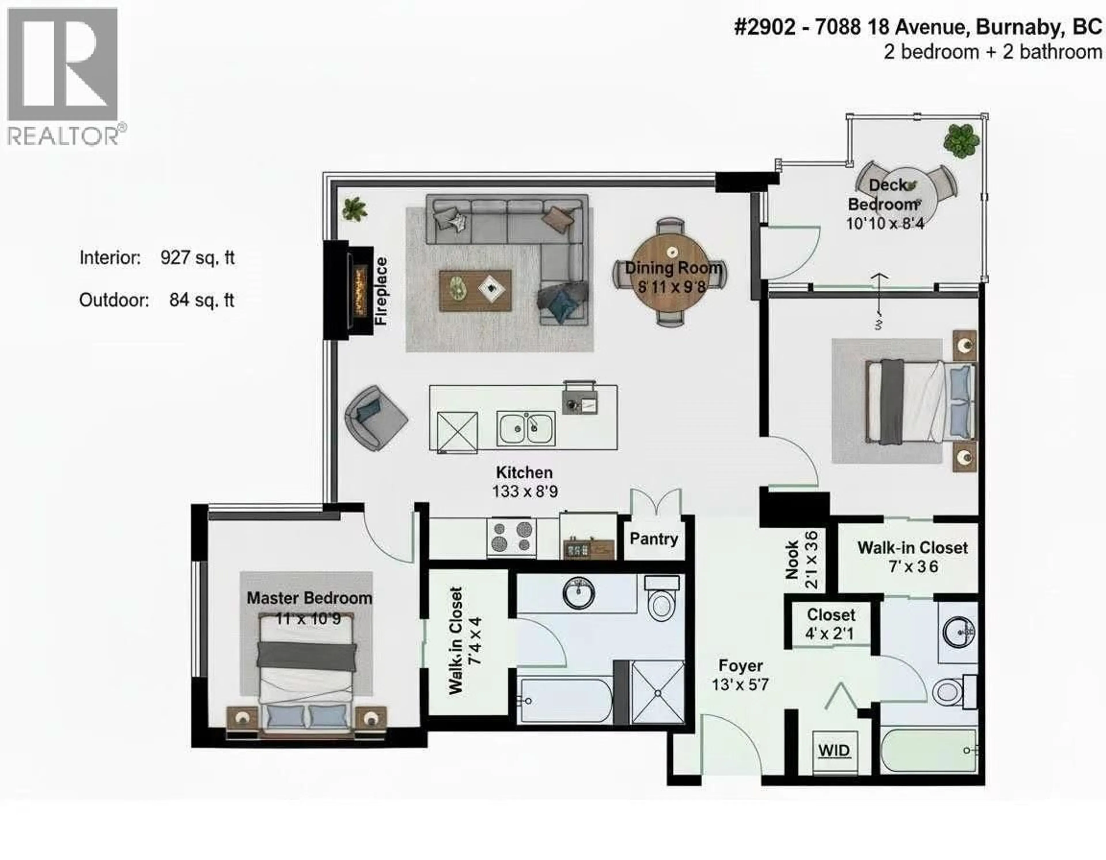 Floor plan for 2902 - 7088 18TH AVENUE, Burnaby British Columbia V3N0A2