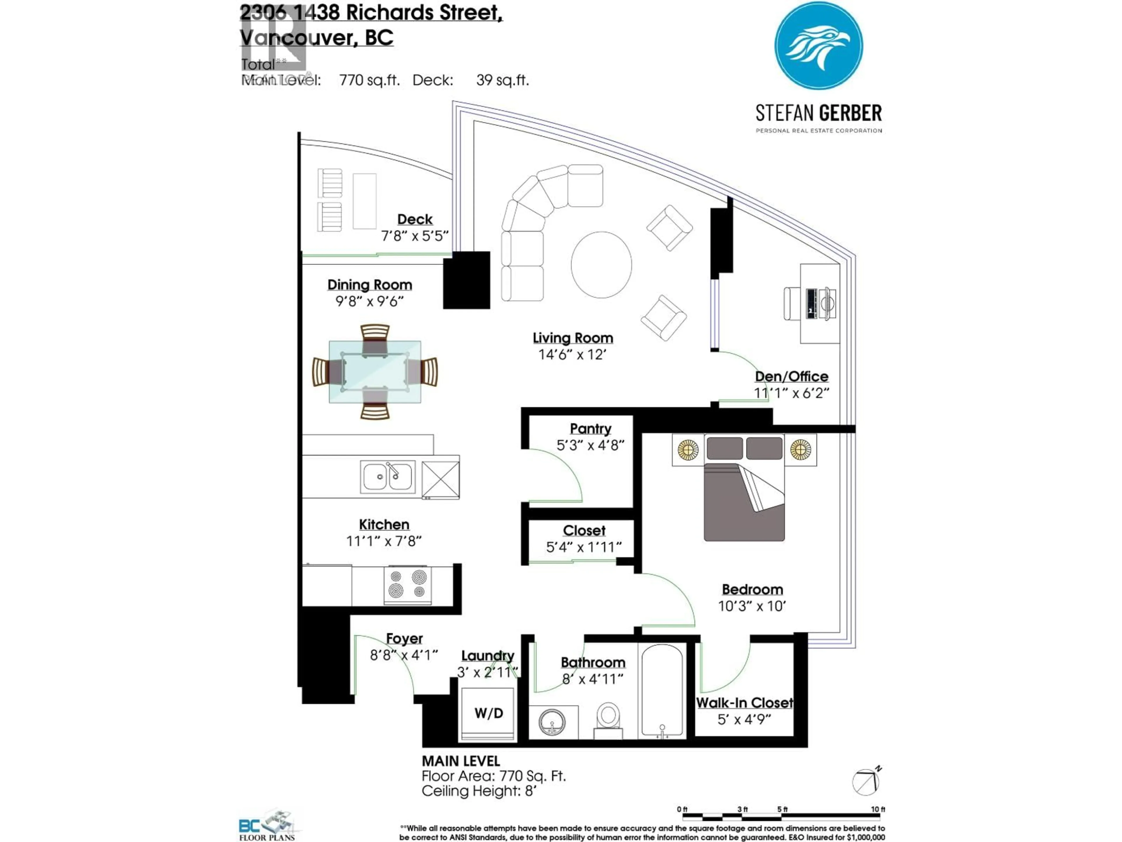 Floor plan for 2306 - 1438 RICHARDS STREET, Vancouver British Columbia V6Z3B8