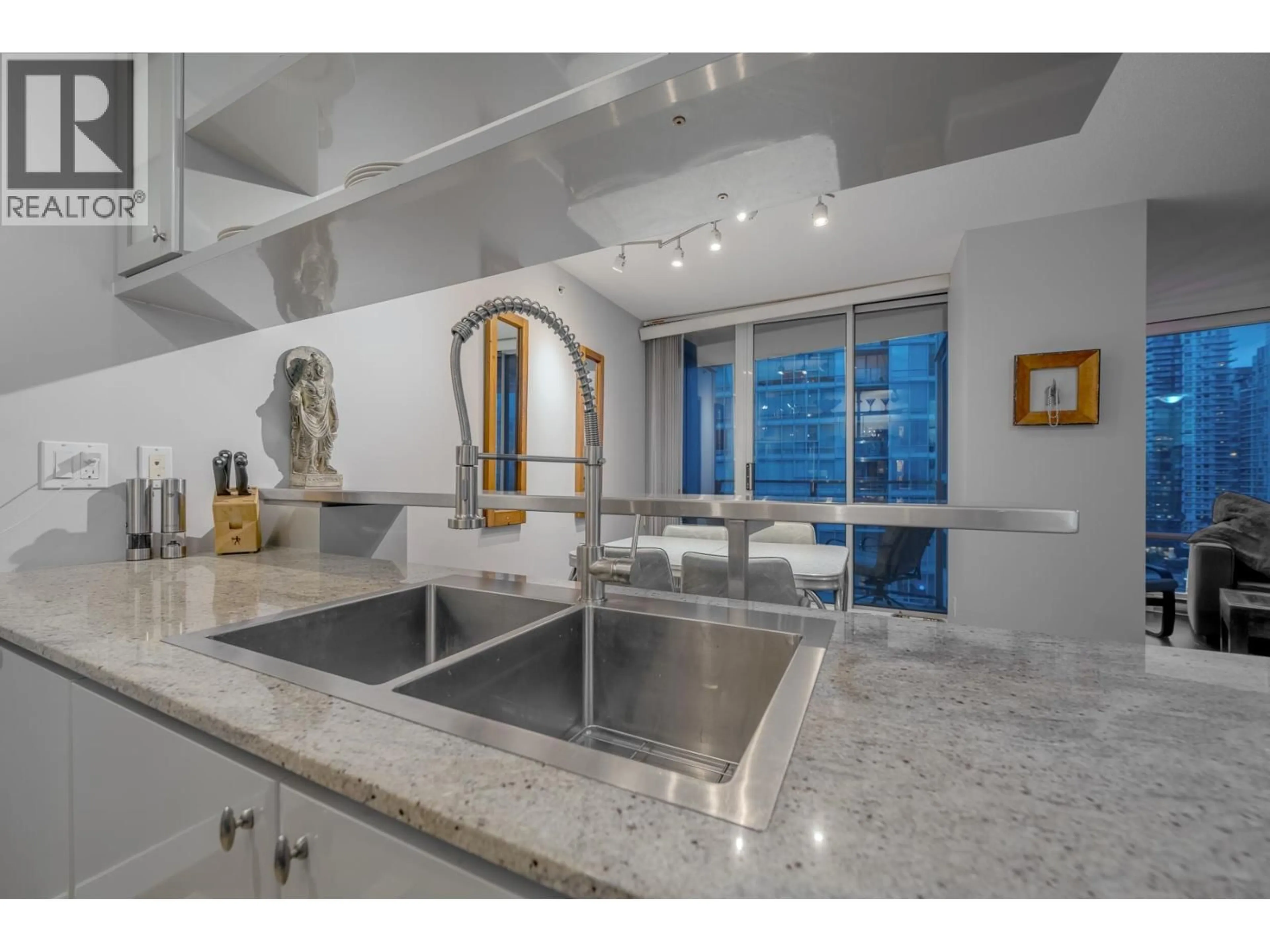 Open concept kitchen, ceramic/tile floor for 2306 - 1438 RICHARDS STREET, Vancouver British Columbia V6Z3B8