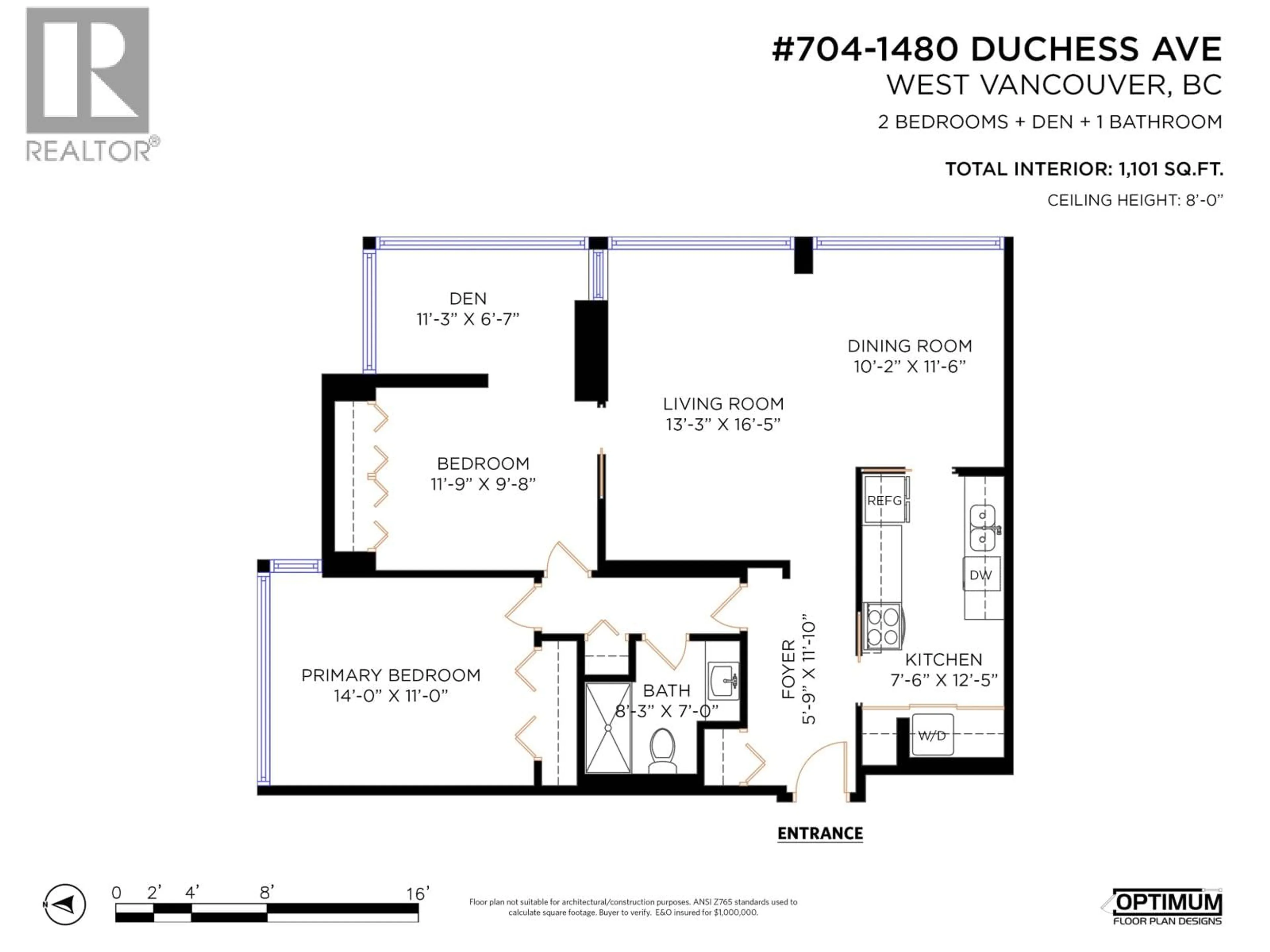 Floor plan for 704 - 1480 DUCHESS AVENUE, West Vancouver British Columbia V7T2W2