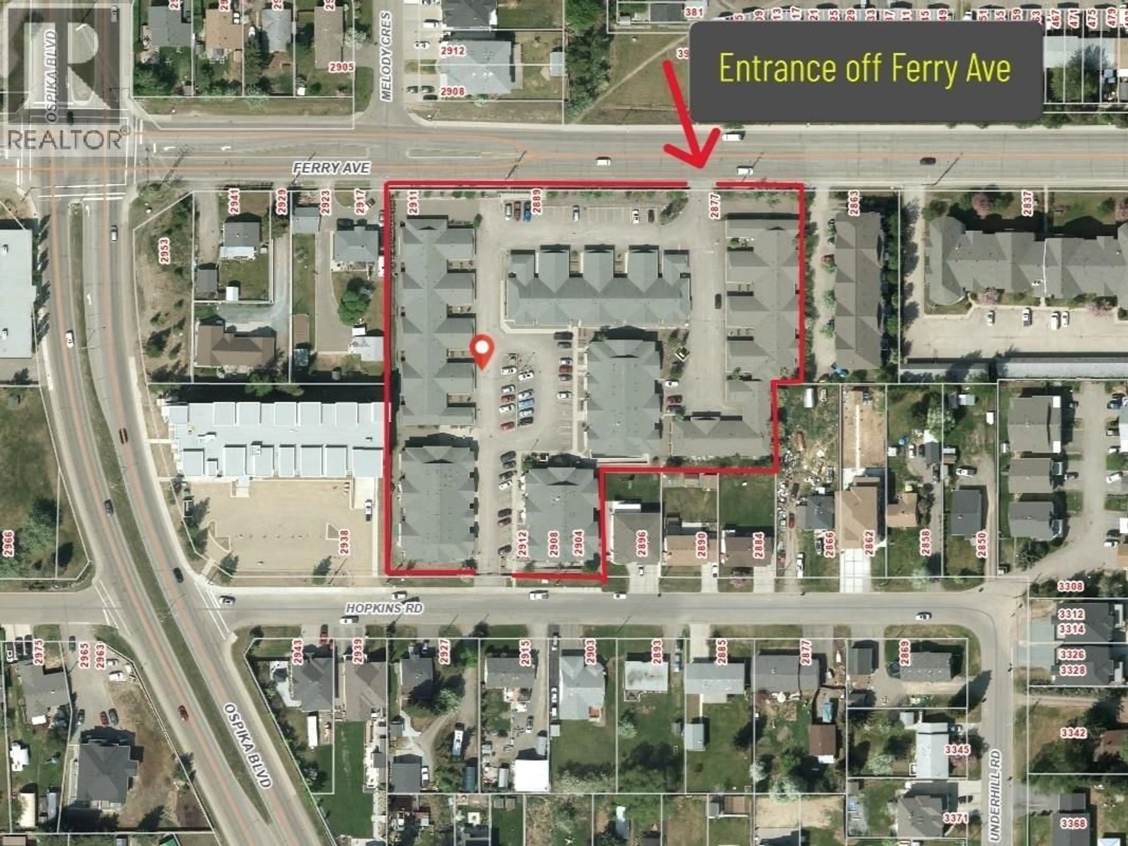 A pic from outside/outdoor area/front of a property/back of a property/a pic from drone, street for 403 - 2911 FERRY AVENUE, Prince George British Columbia V2N1L3