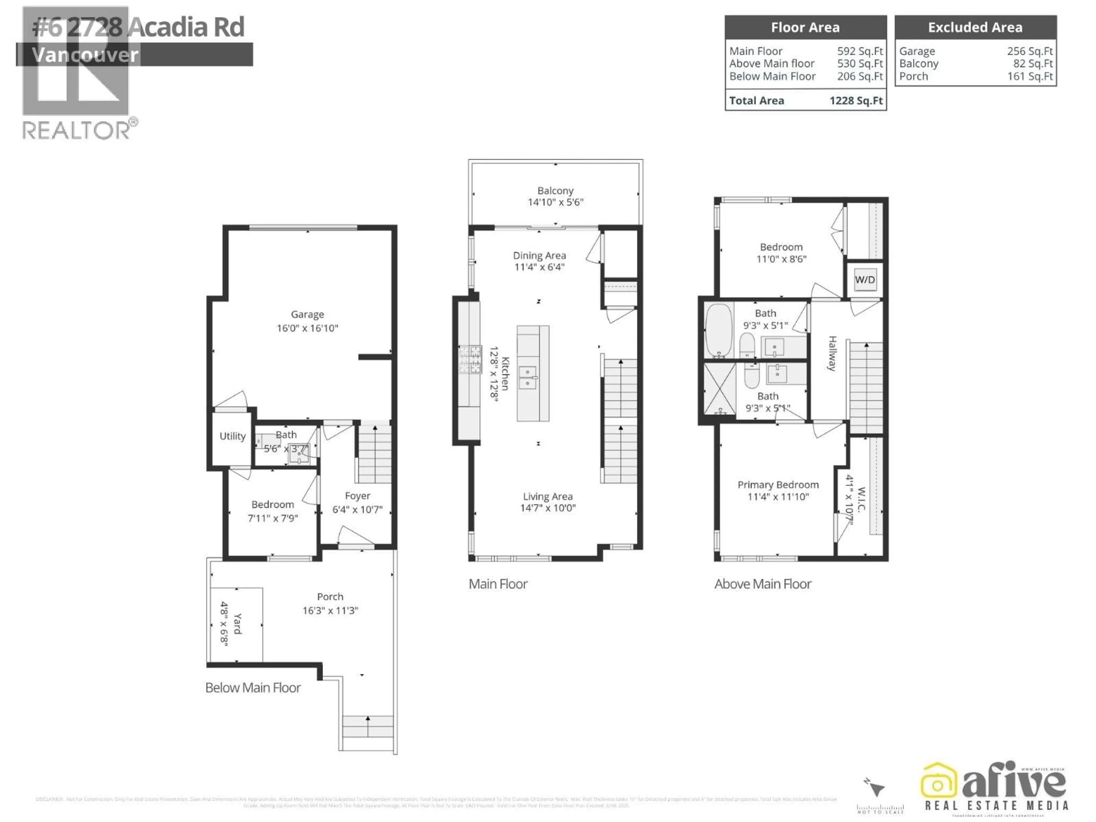 Floor plan for 6 - 2728 ACADIA ROAD, Vancouver British Columbia V6T0E6
