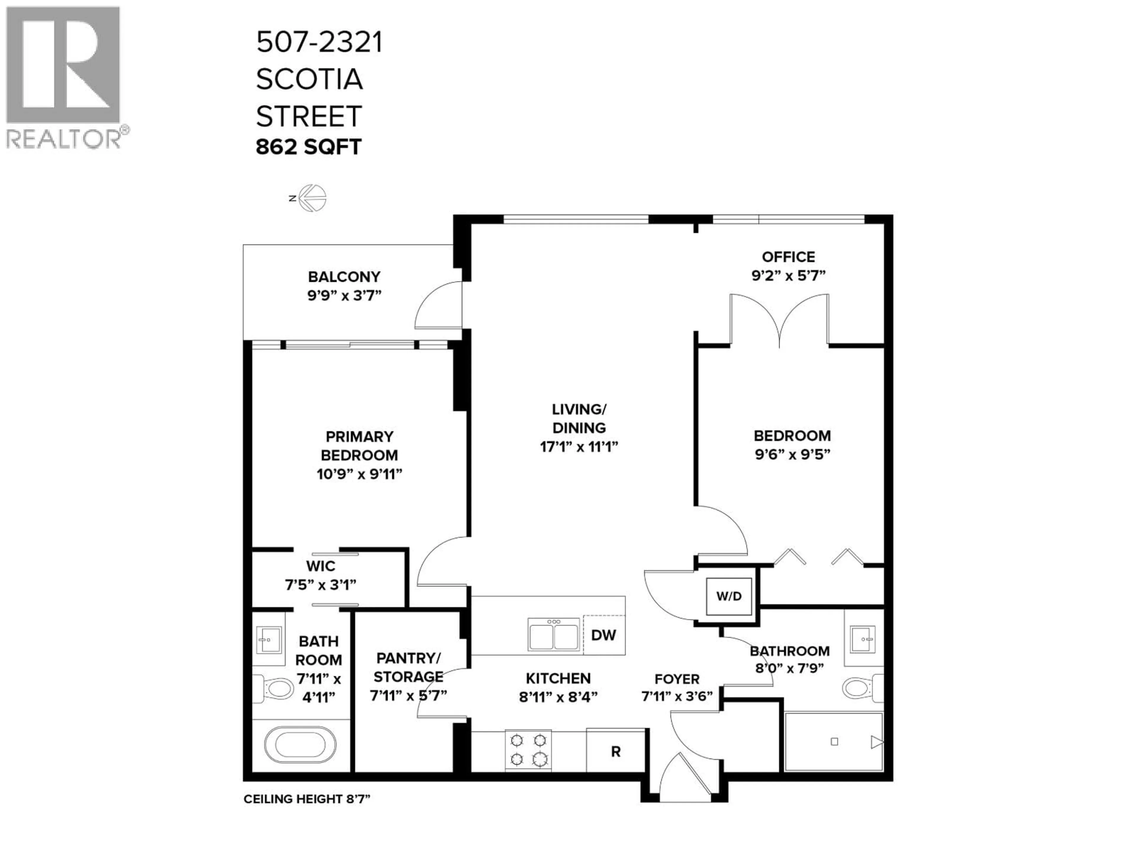 Floor plan for 507 - 2321 SCOTIA STREET, Vancouver British Columbia V5T0A8