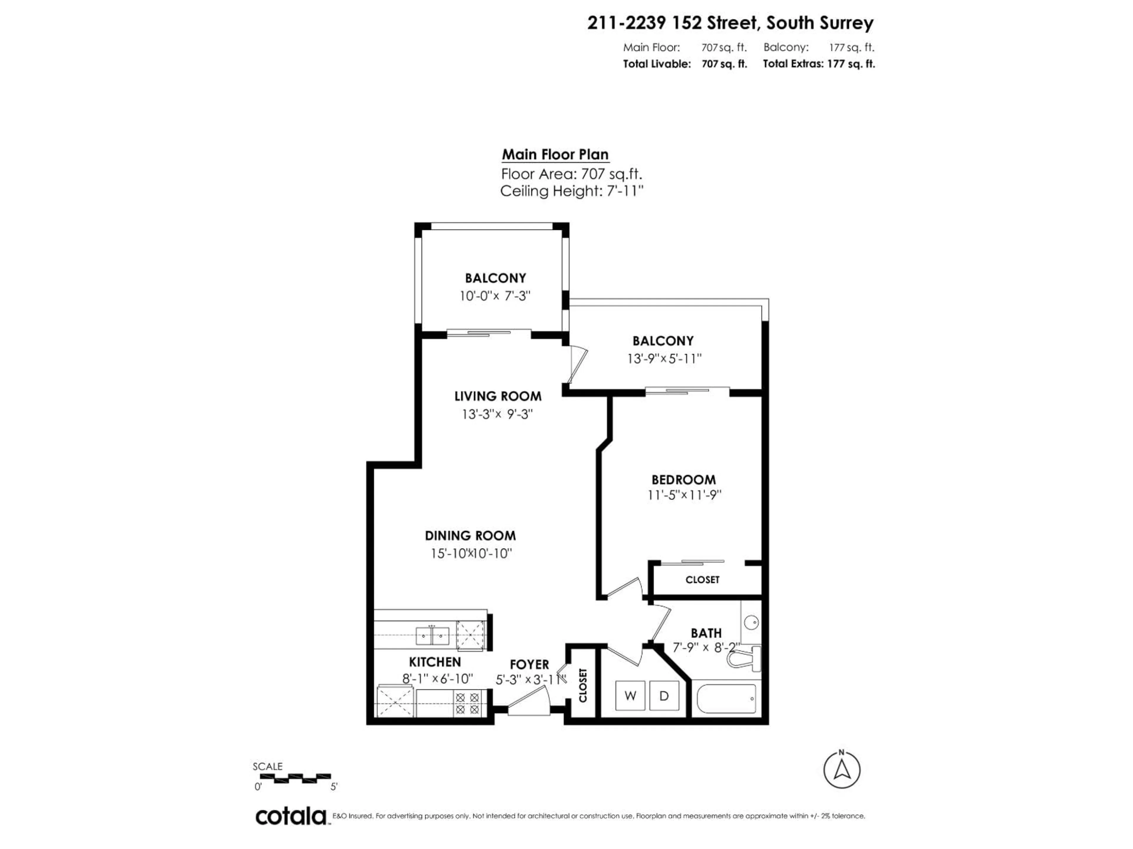 Floor plan for 211 - 2239 152, Surrey British Columbia V4A4P1