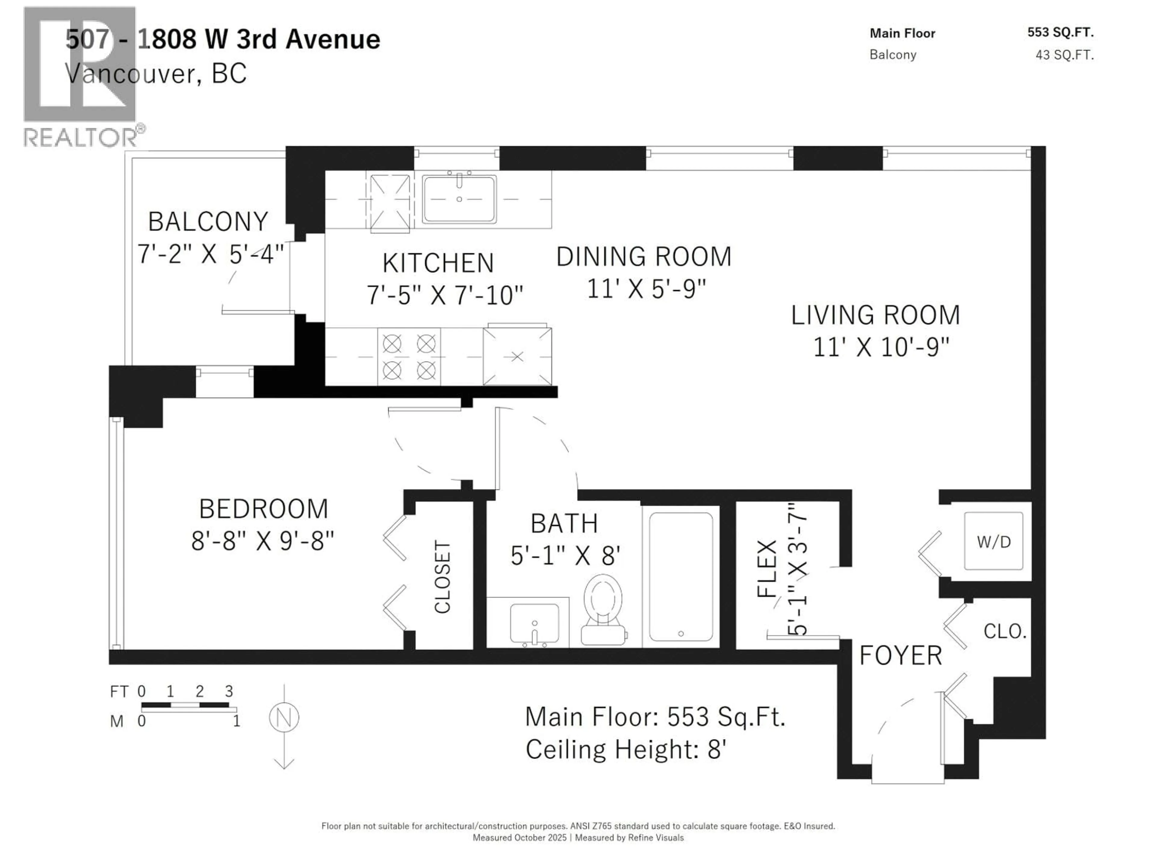 Floor plan for 507 - 1808 3RD AVENUE, Vancouver British Columbia V6J0C4