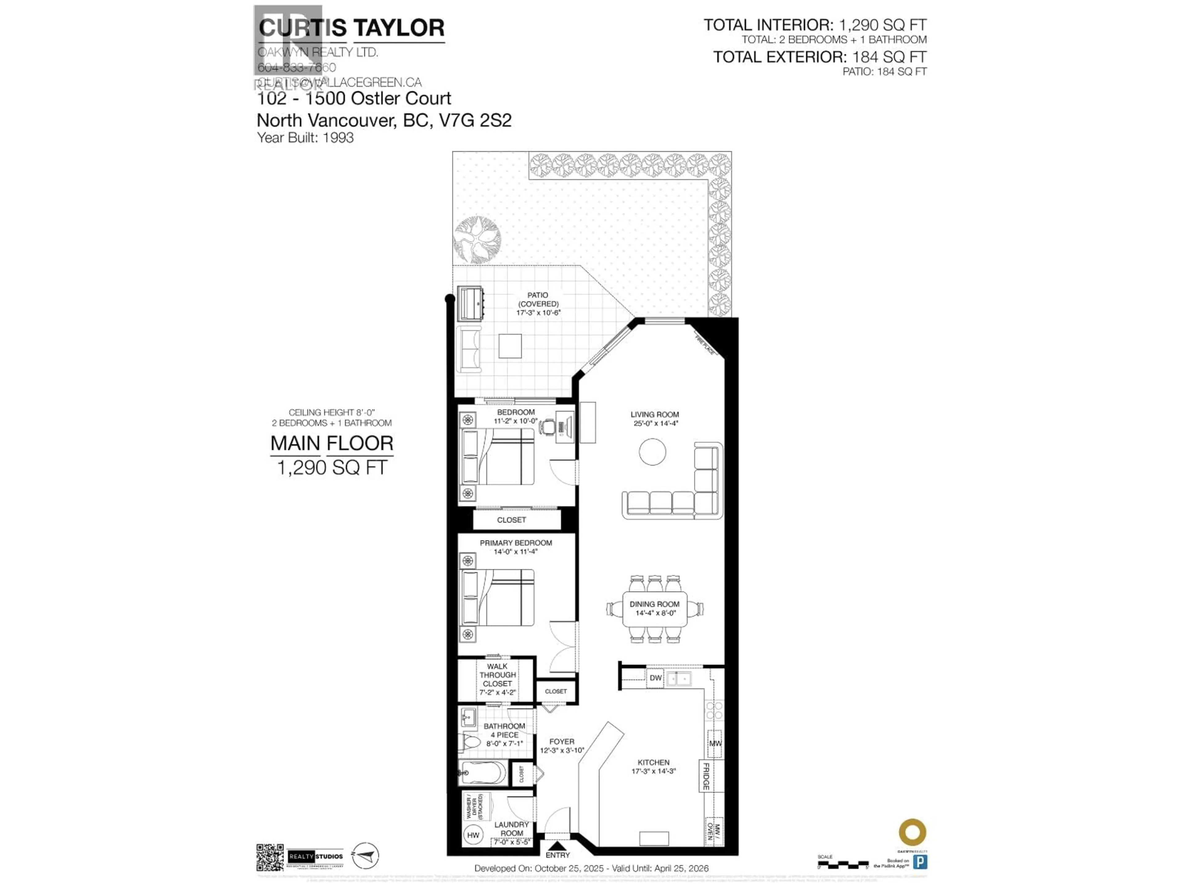 Floor plan for 102 - 1500 OSTLER COURT, North Vancouver British Columbia V7G2S2
