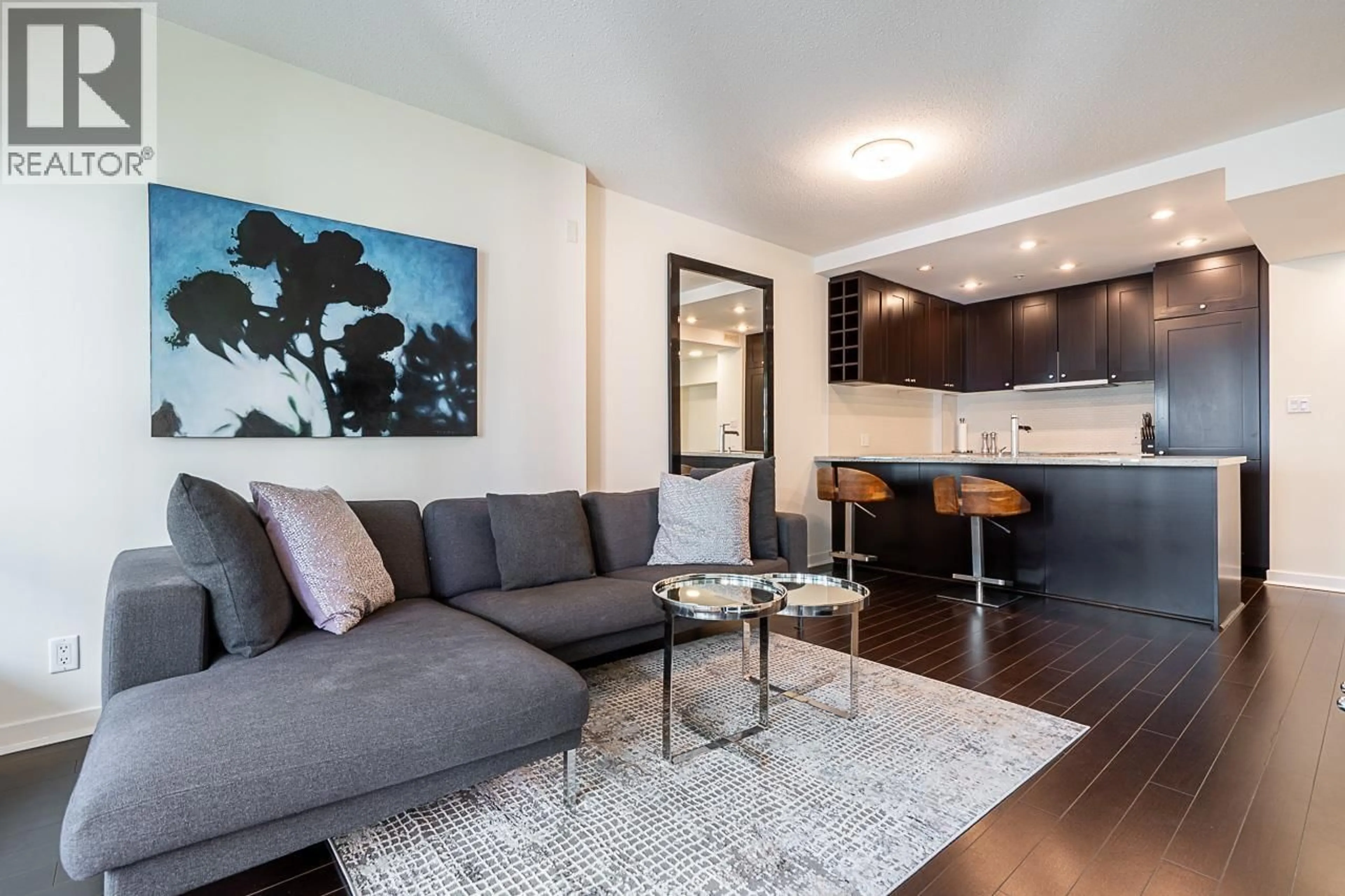 Living room with furniture, wood/laminate floor for 810 - 821 CAMBIE STREET, Vancouver British Columbia V6B0E3