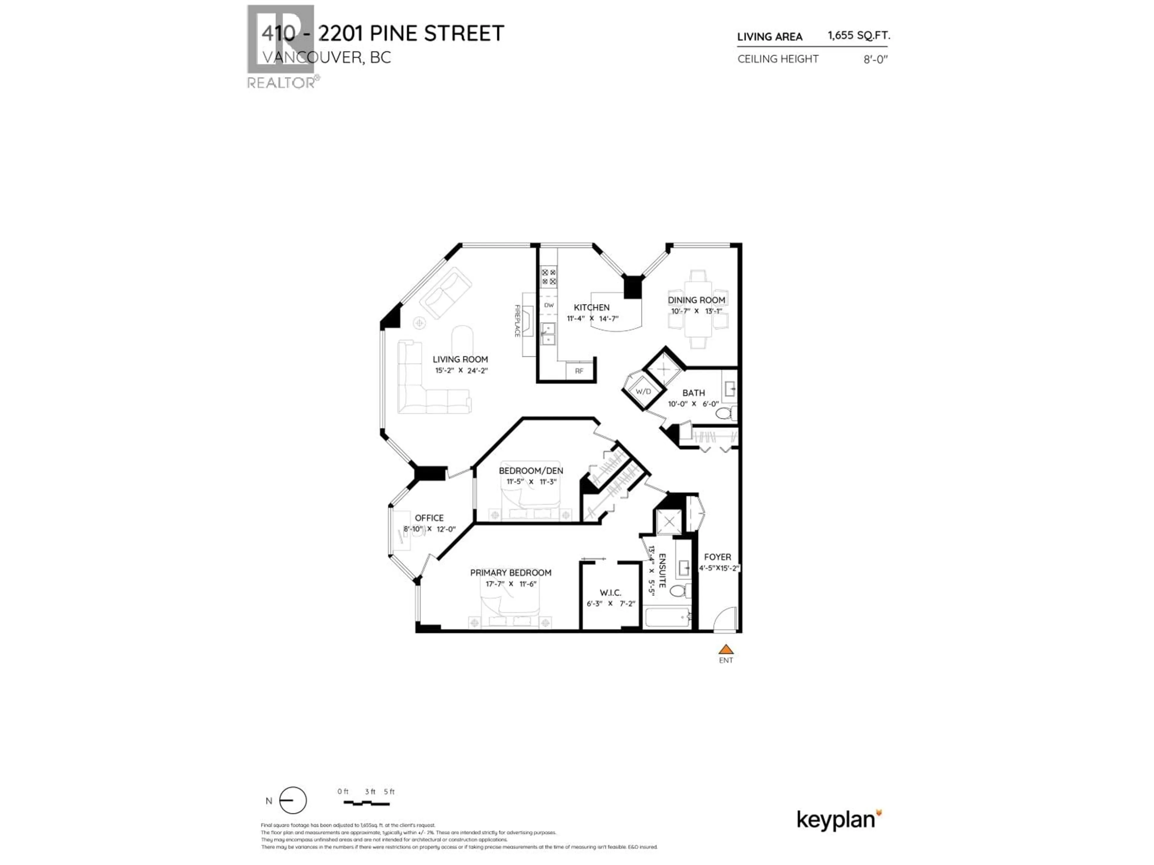 Floor plan for 410 - 2201 PINE STREET, Vancouver British Columbia V6J5E7