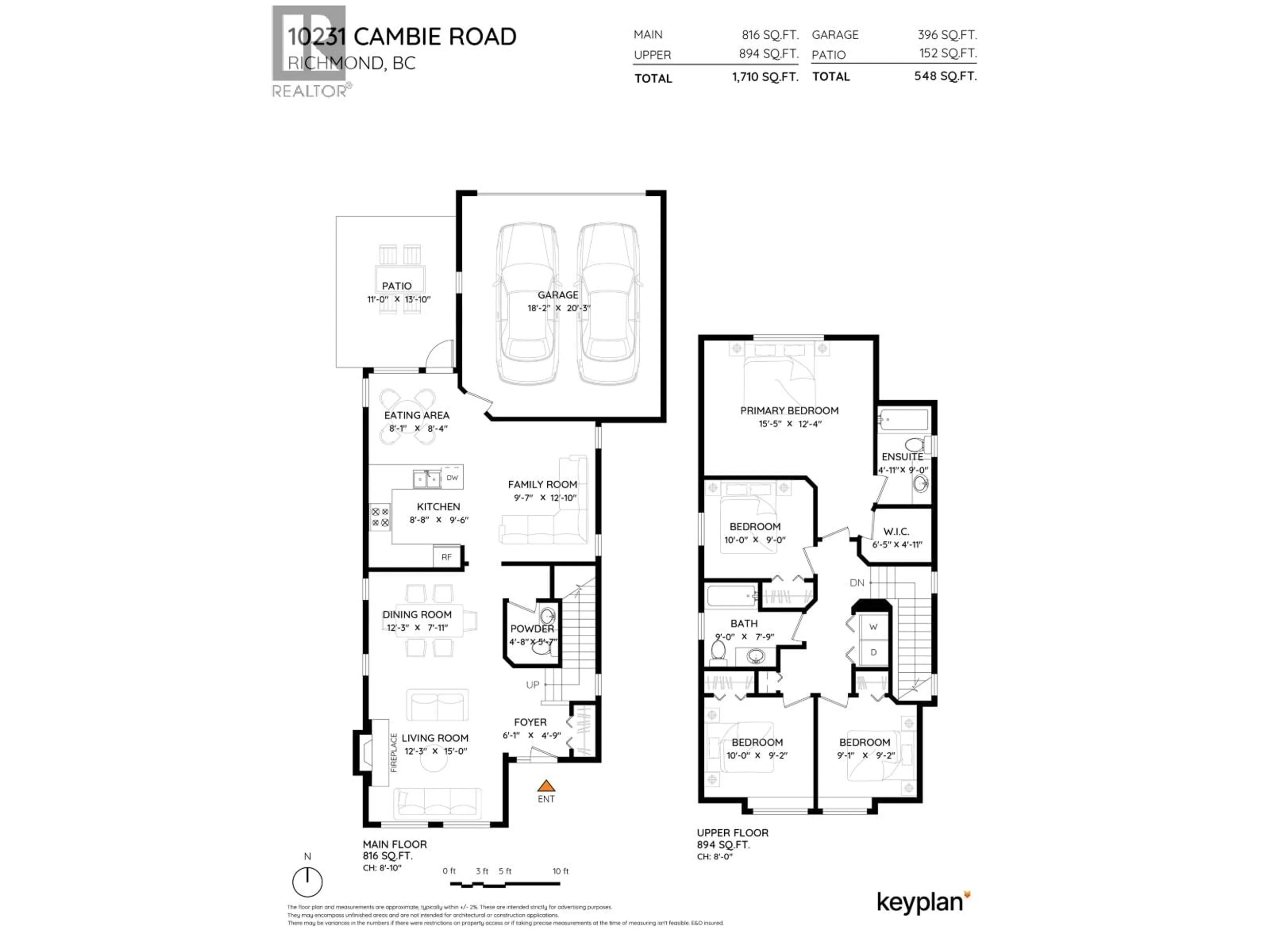 Floor plan for 10231 CAMBIE ROAD, Richmond British Columbia V6X4A4