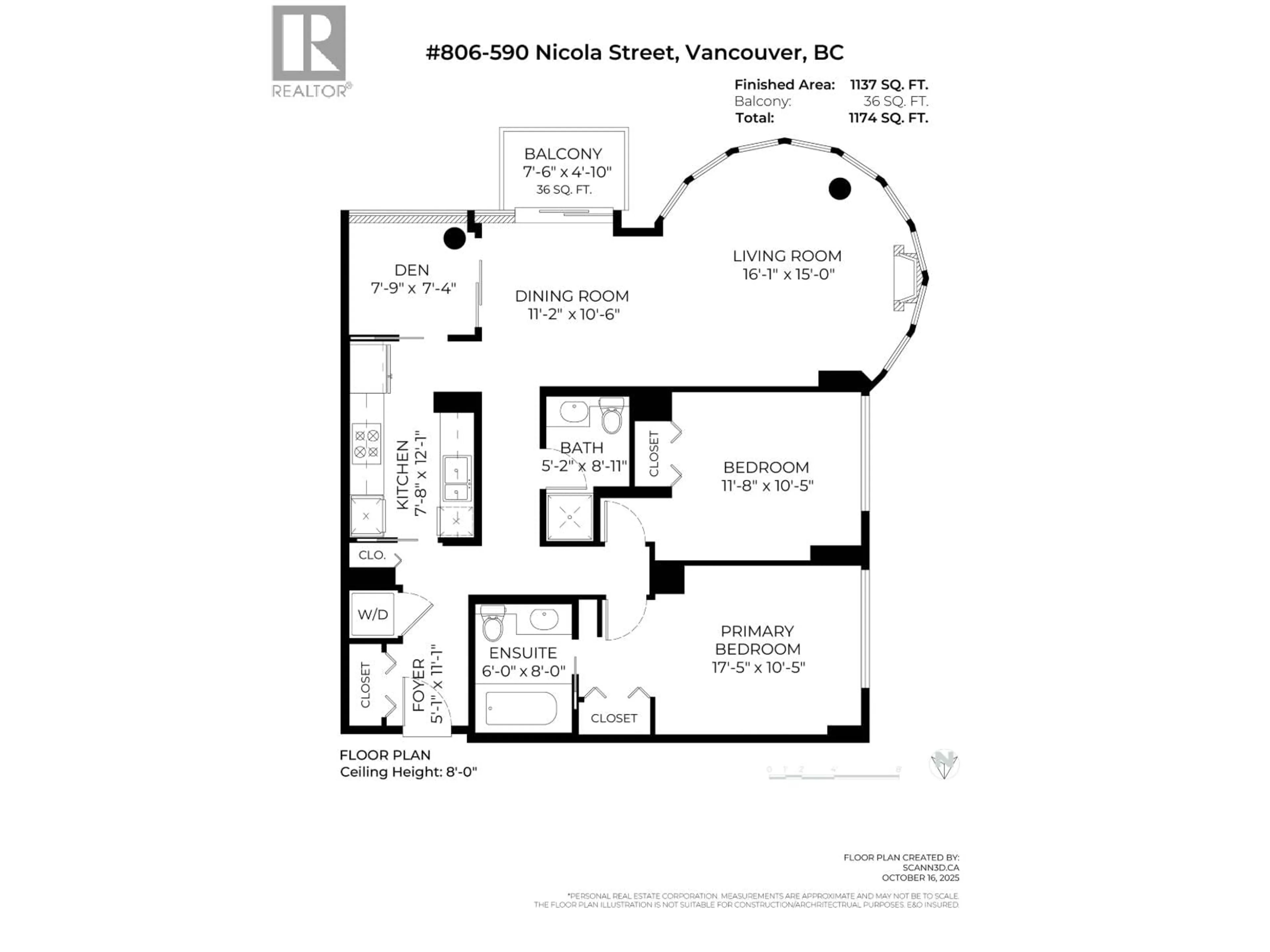 Floor plan for 806 - 590 NICOLA STREET, Vancouver British Columbia V6G3J8