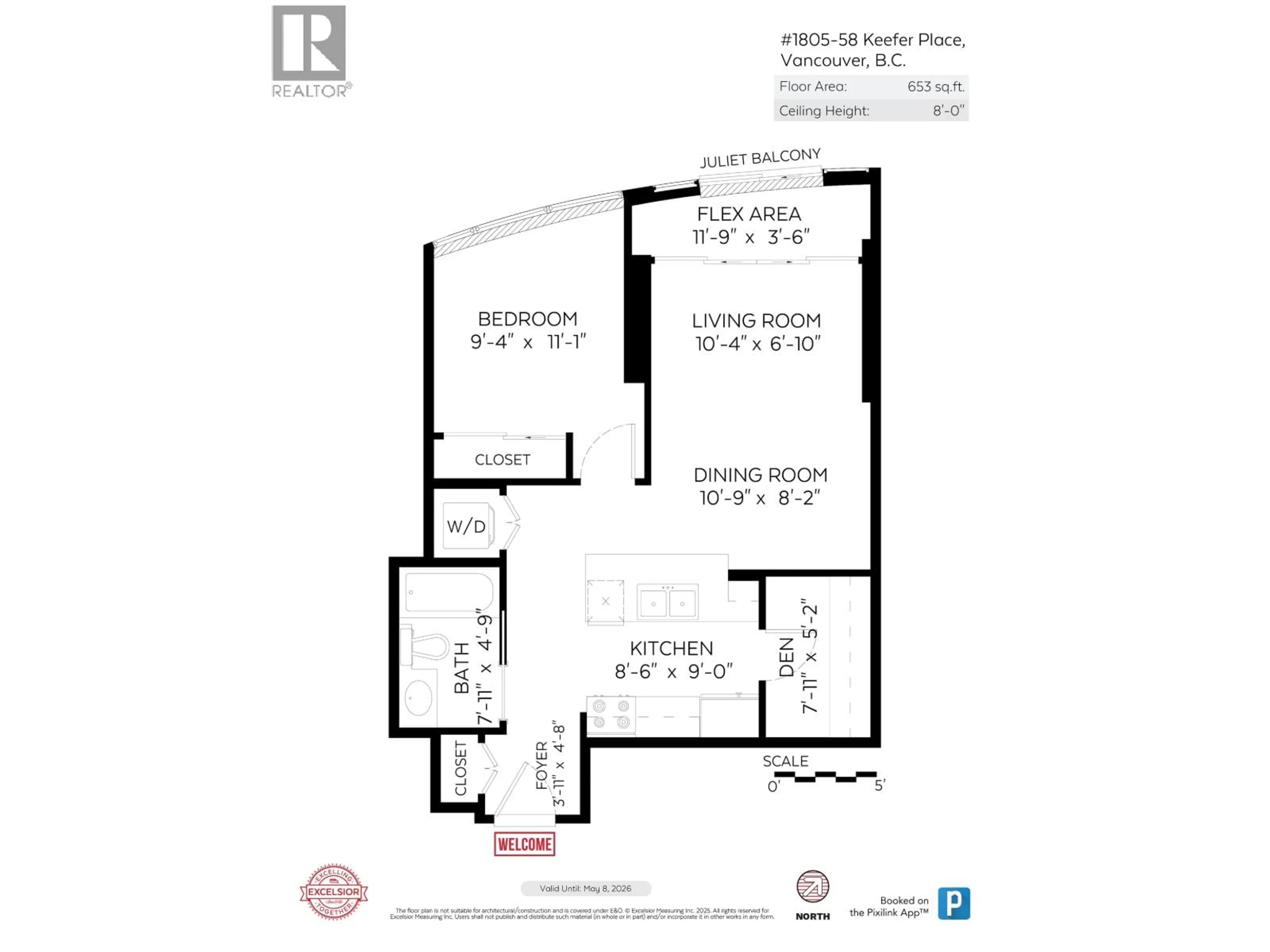 Floor plan for 1805 - 58 KEEFER PLACE, Vancouver British Columbia V6B0B8