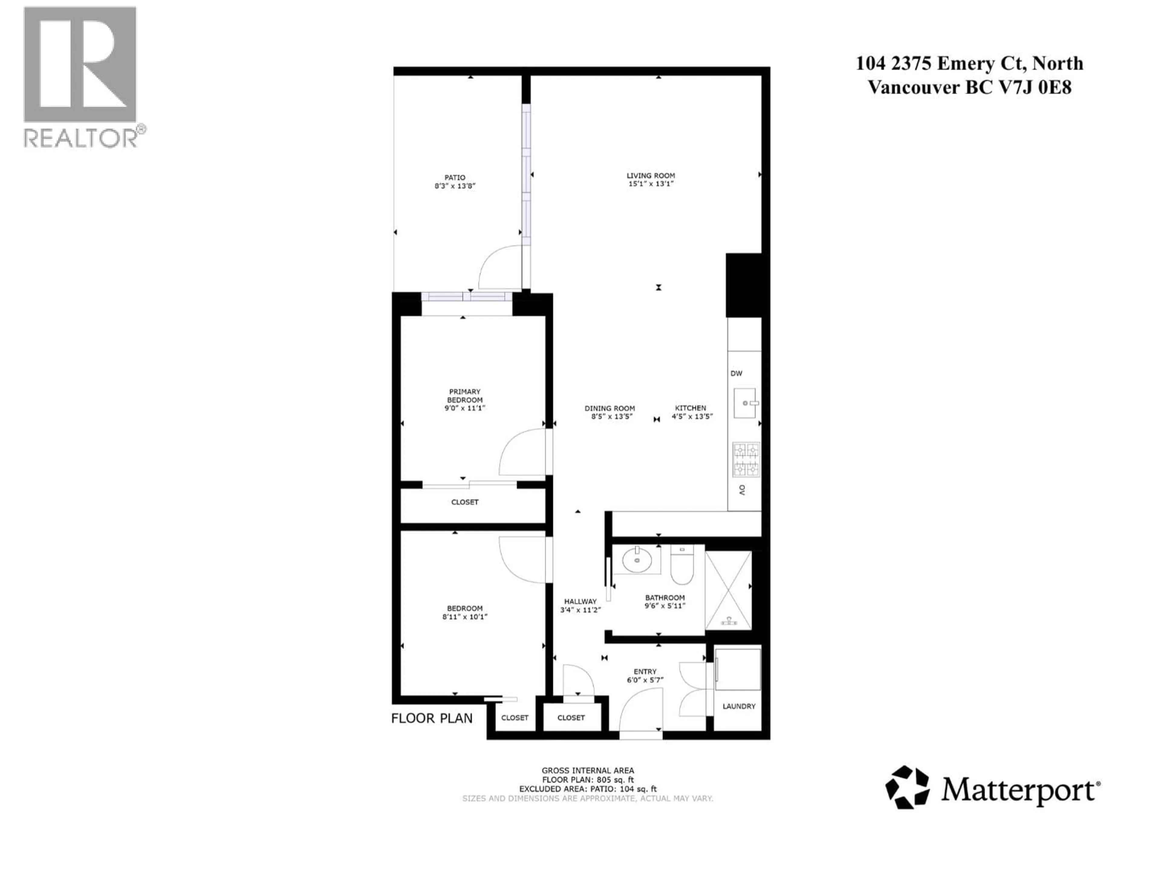 Floor plan for 104 - 2375 EMERY COURT, Vancouver British Columbia V7J0E8