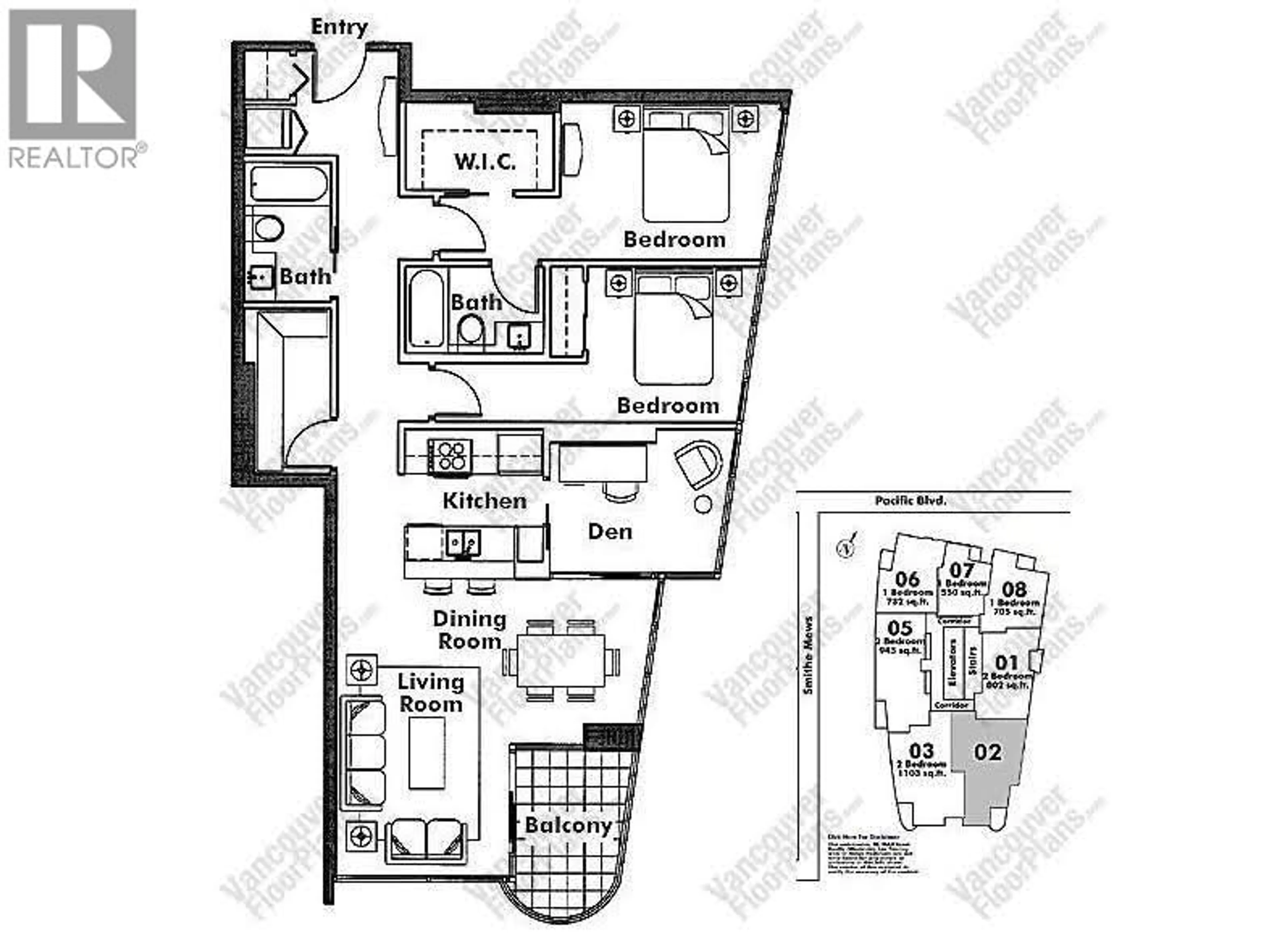 Floor plan for 1902 - 33 SMITHE STREET, Vancouver British Columbia V6B0B5