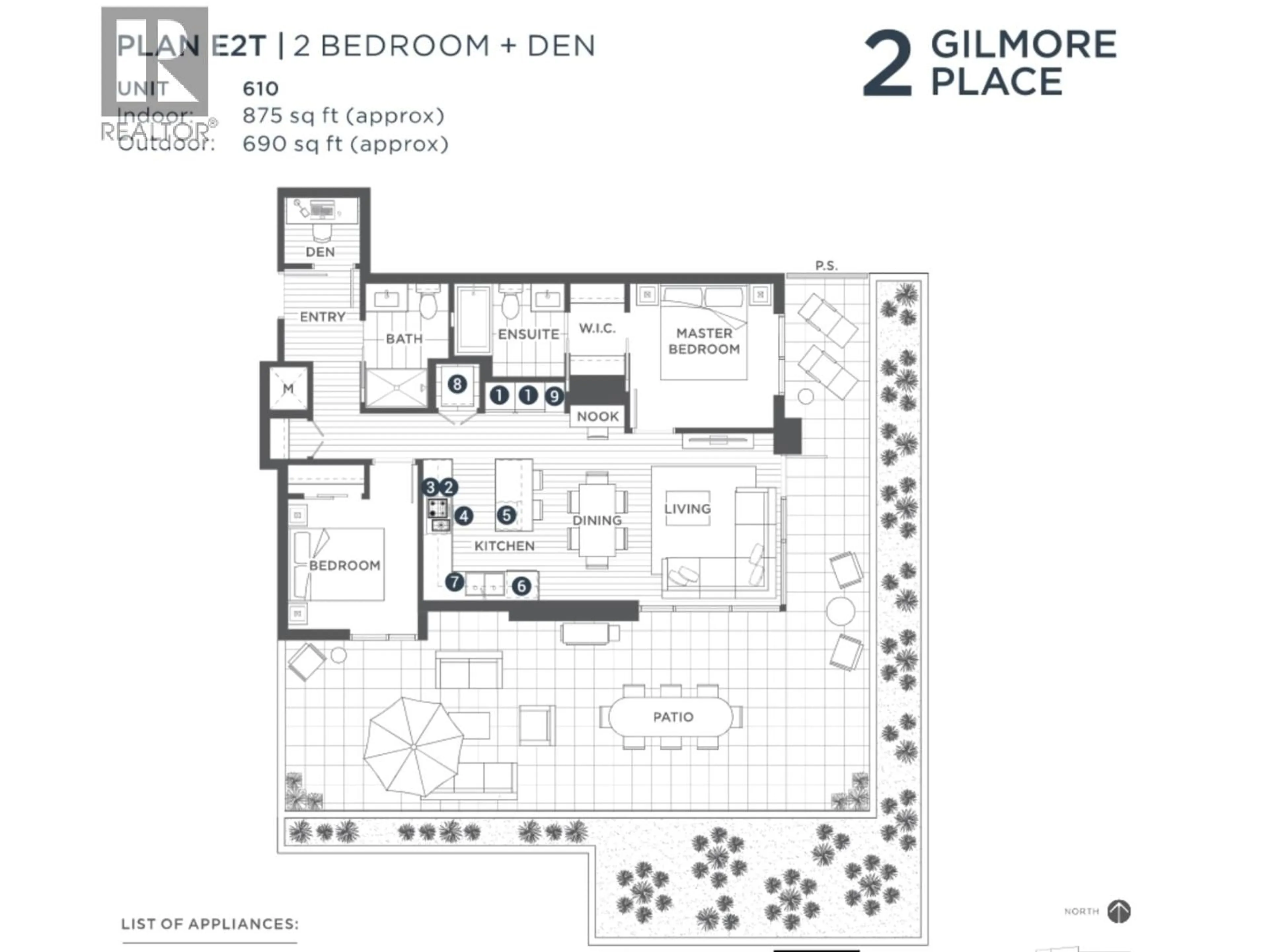 Floor plan for 610 - 2108 GILMORE AVENUE, Burnaby British Columbia V5C0N8
