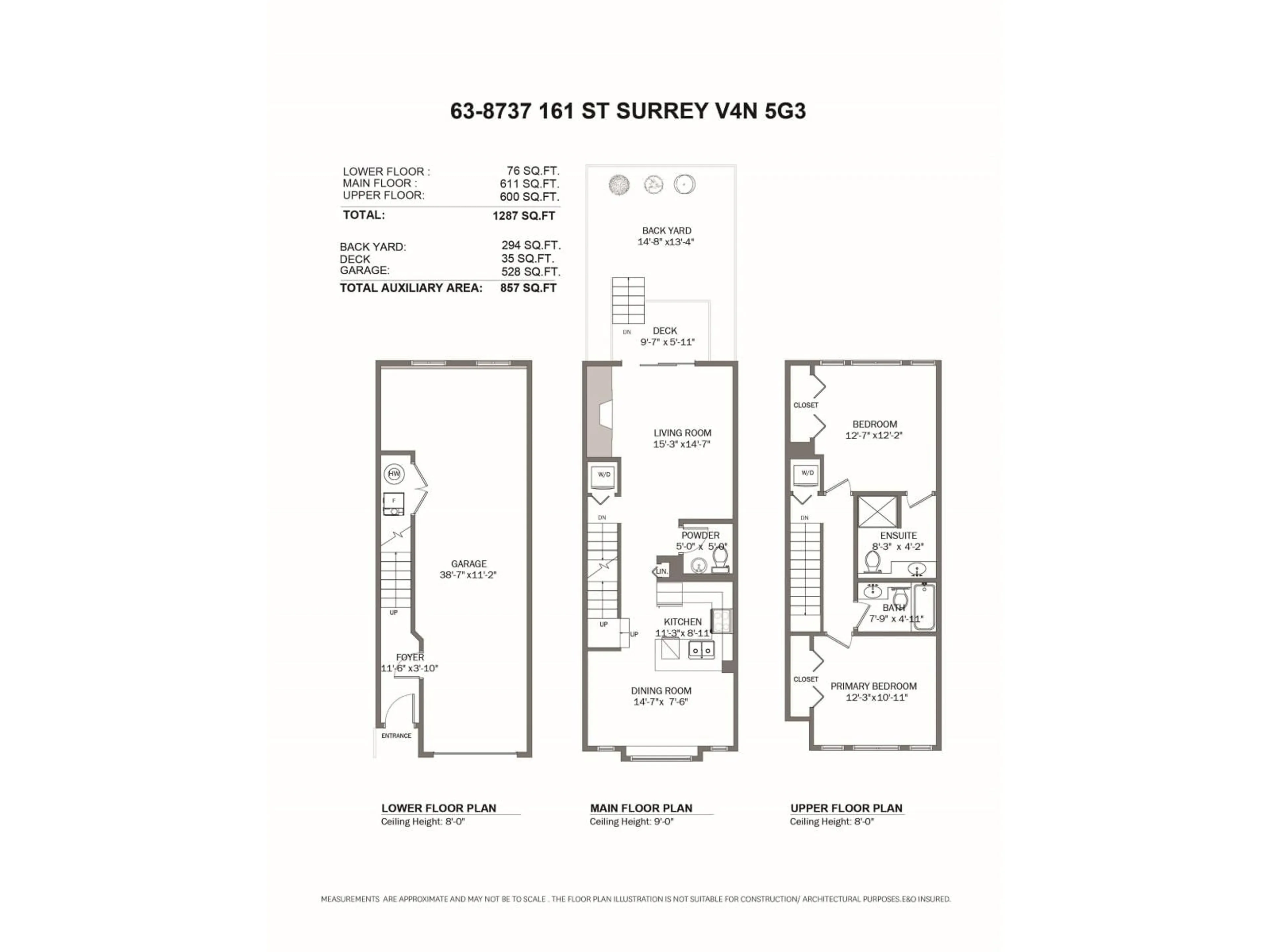 Floor plan for 63 - 8737 161, Surrey British Columbia V4N5G3