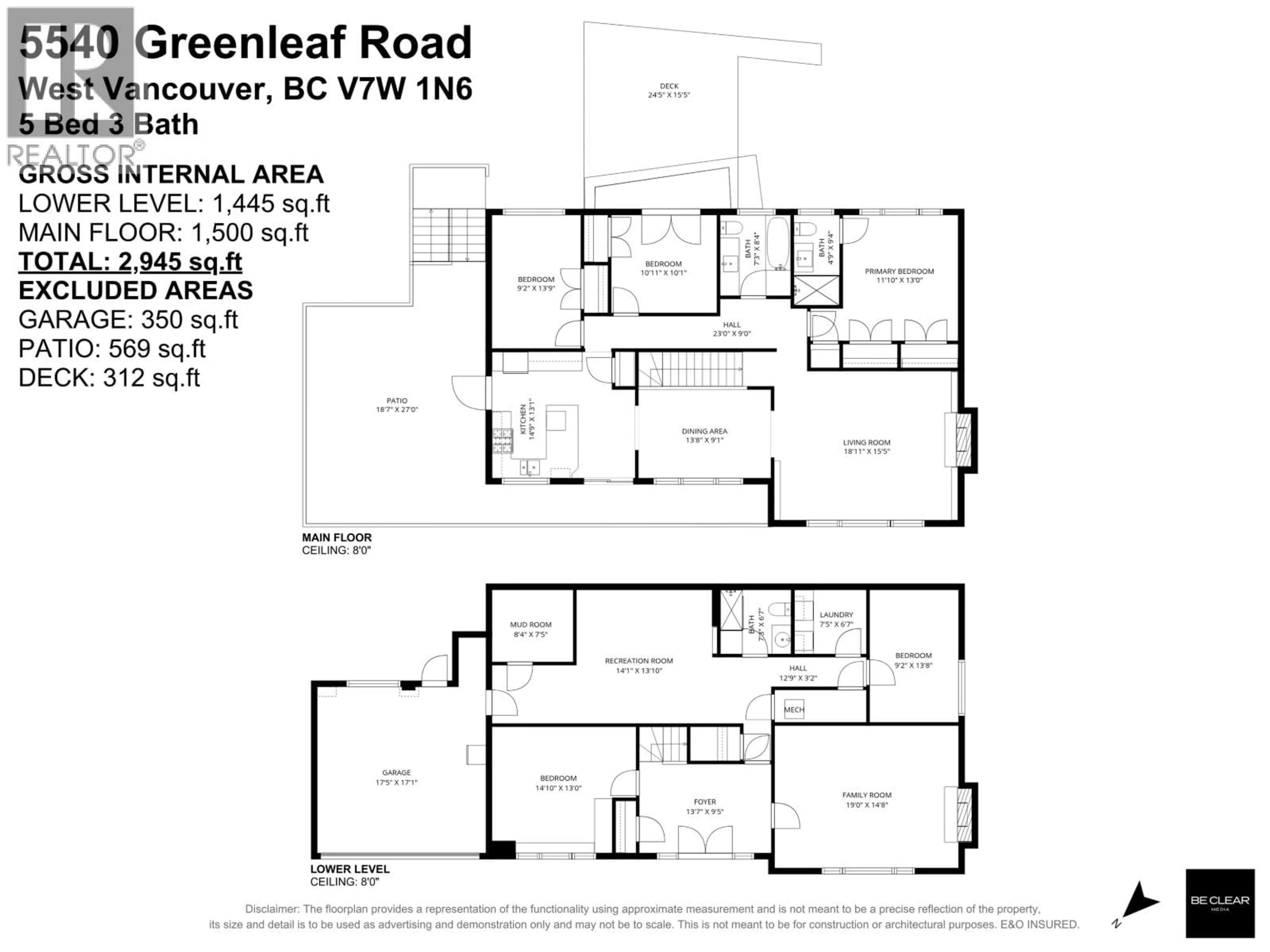 Floor plan for 5540 GREENLEAF ROAD, Vancouver British Columbia V7W1N6