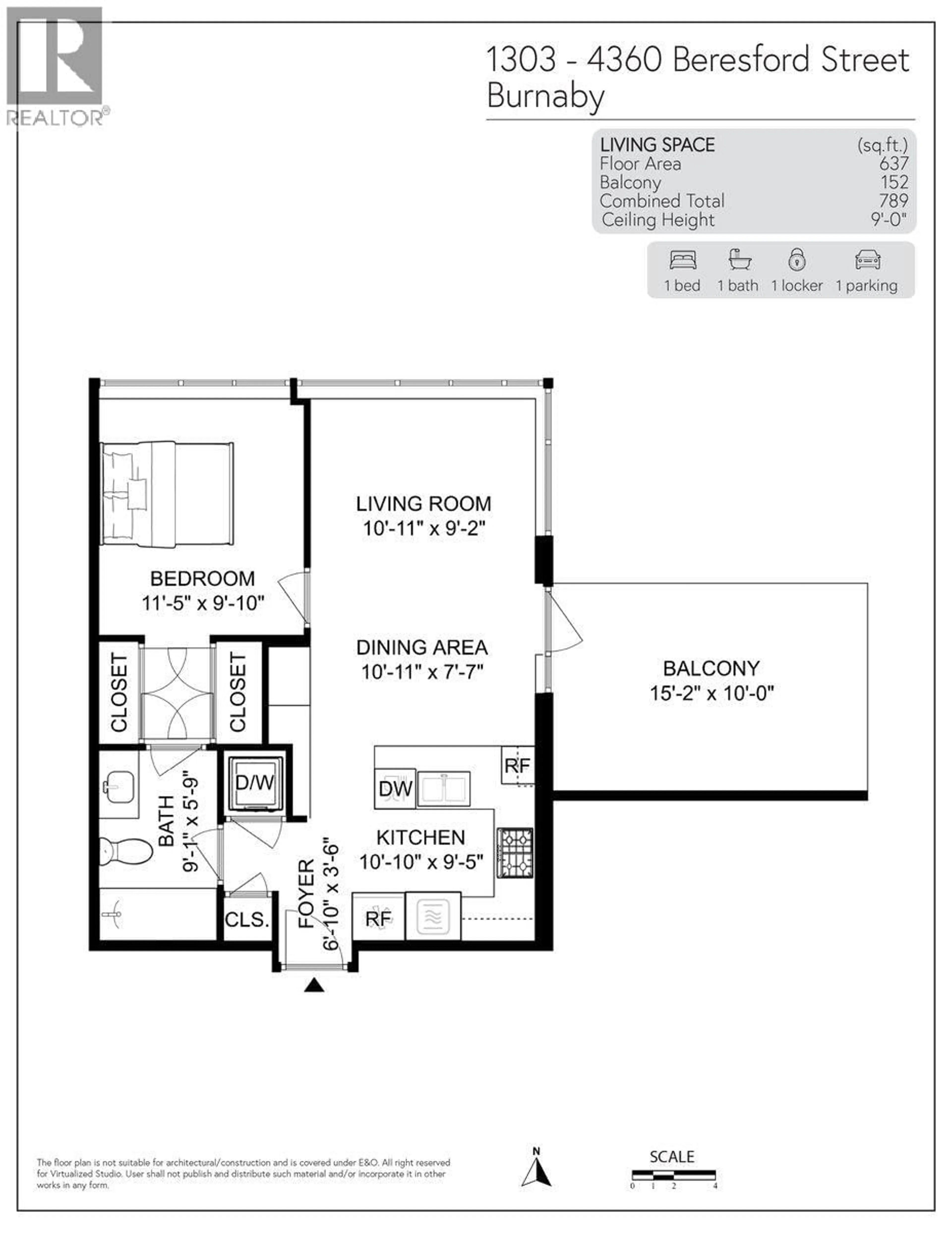 Floor plan for 1303 - 4360 BERESFORD STREET, Burnaby British Columbia V5H0G2