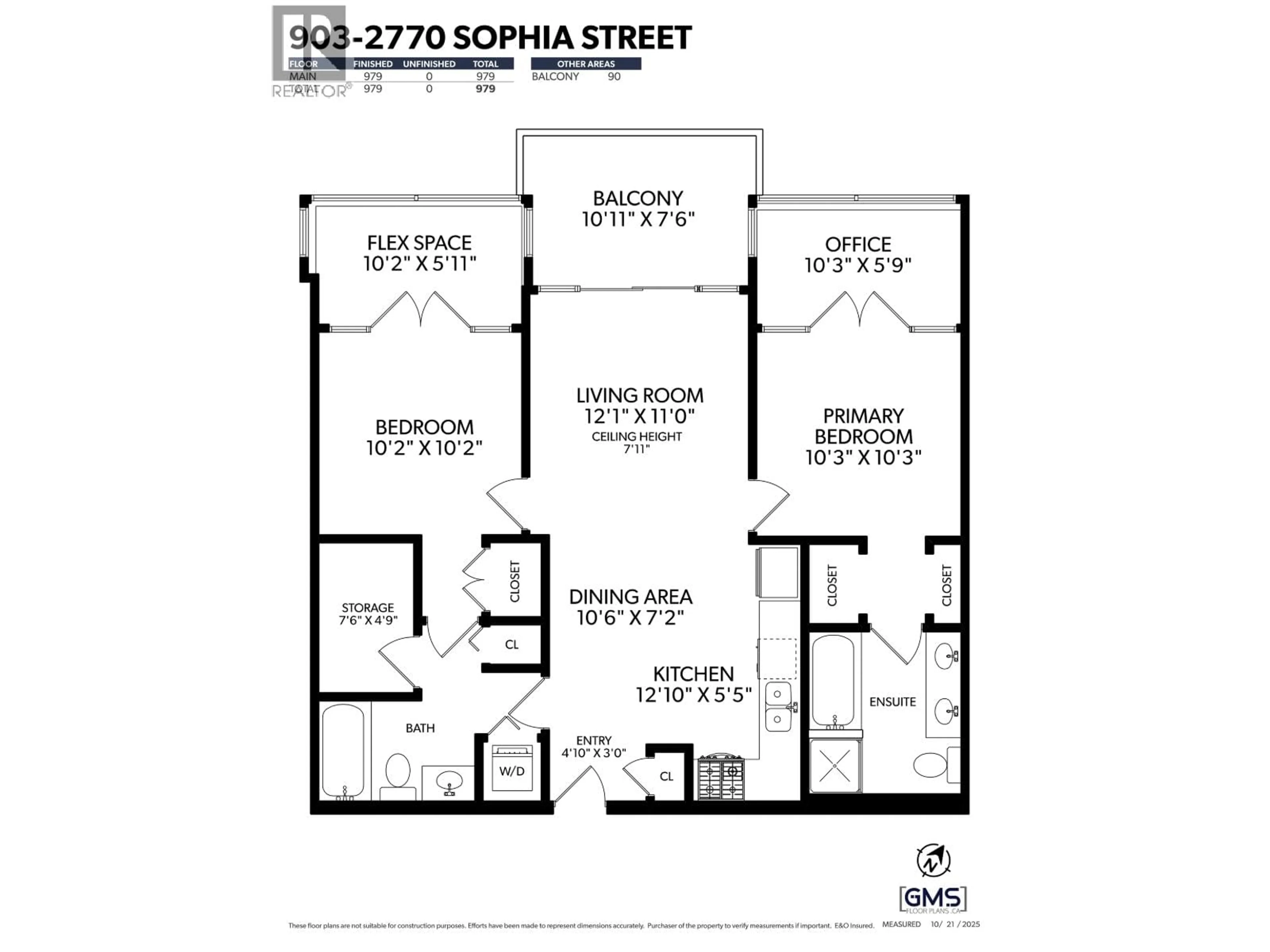 Floor plan for 903 - 2770 SOPHIA STREET, Vancouver British Columbia V5T0A4