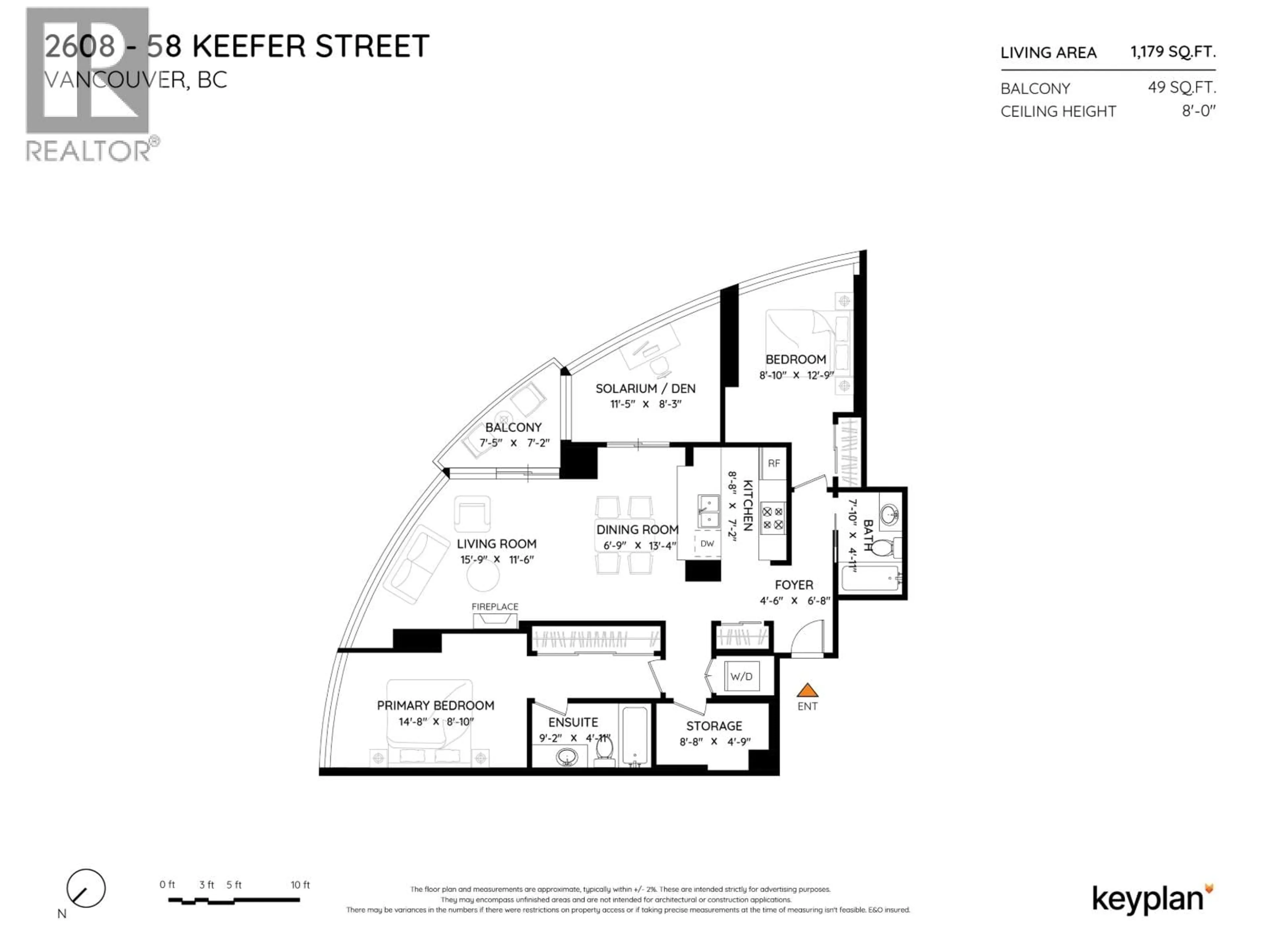 Floor plan for 2608 - 58 KEEFER PLACE, Vancouver British Columbia V6B0B8