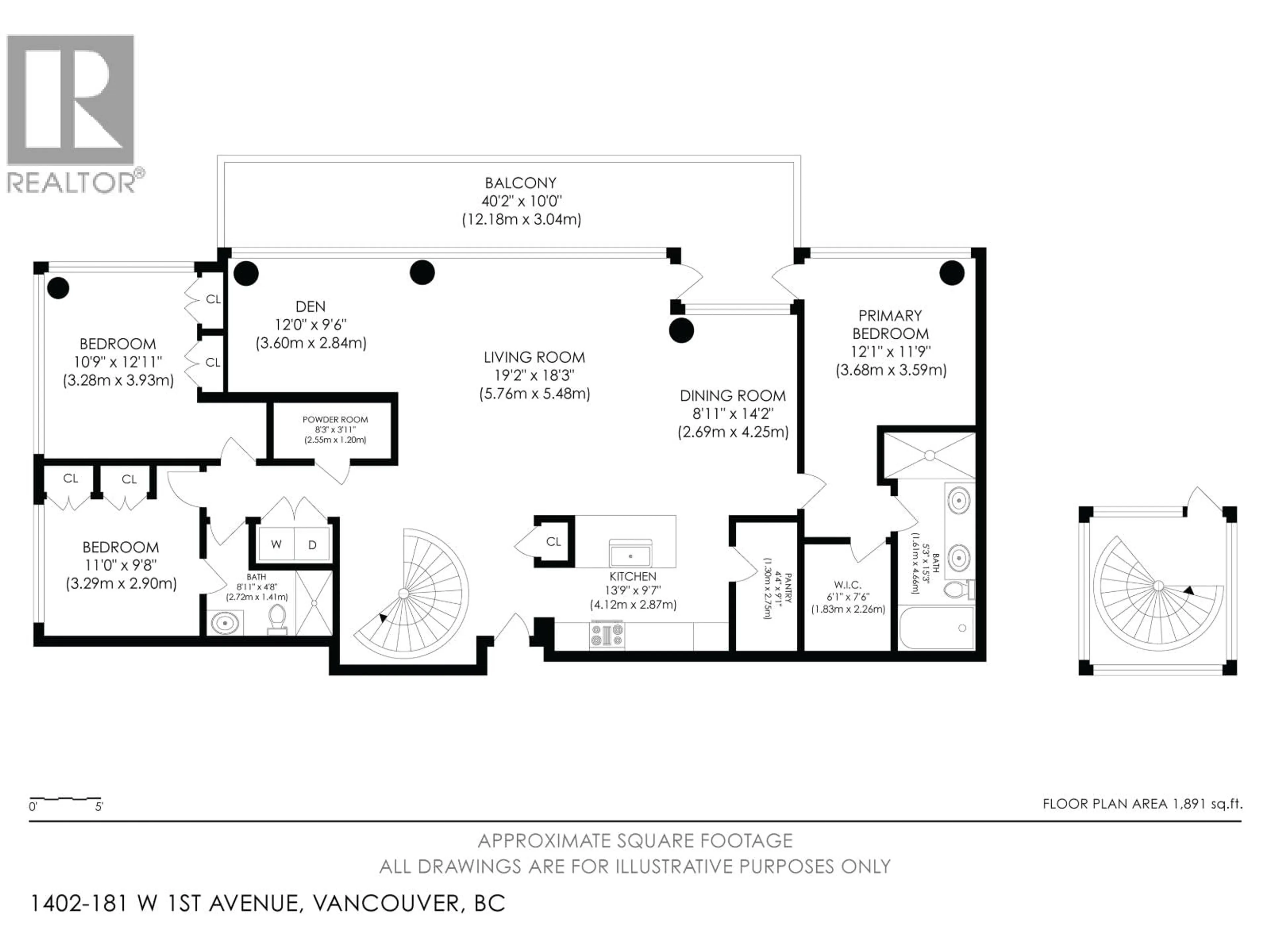 Floor plan for 1402 - 181 1ST AVENUE, Vancouver British Columbia V5Y0E3