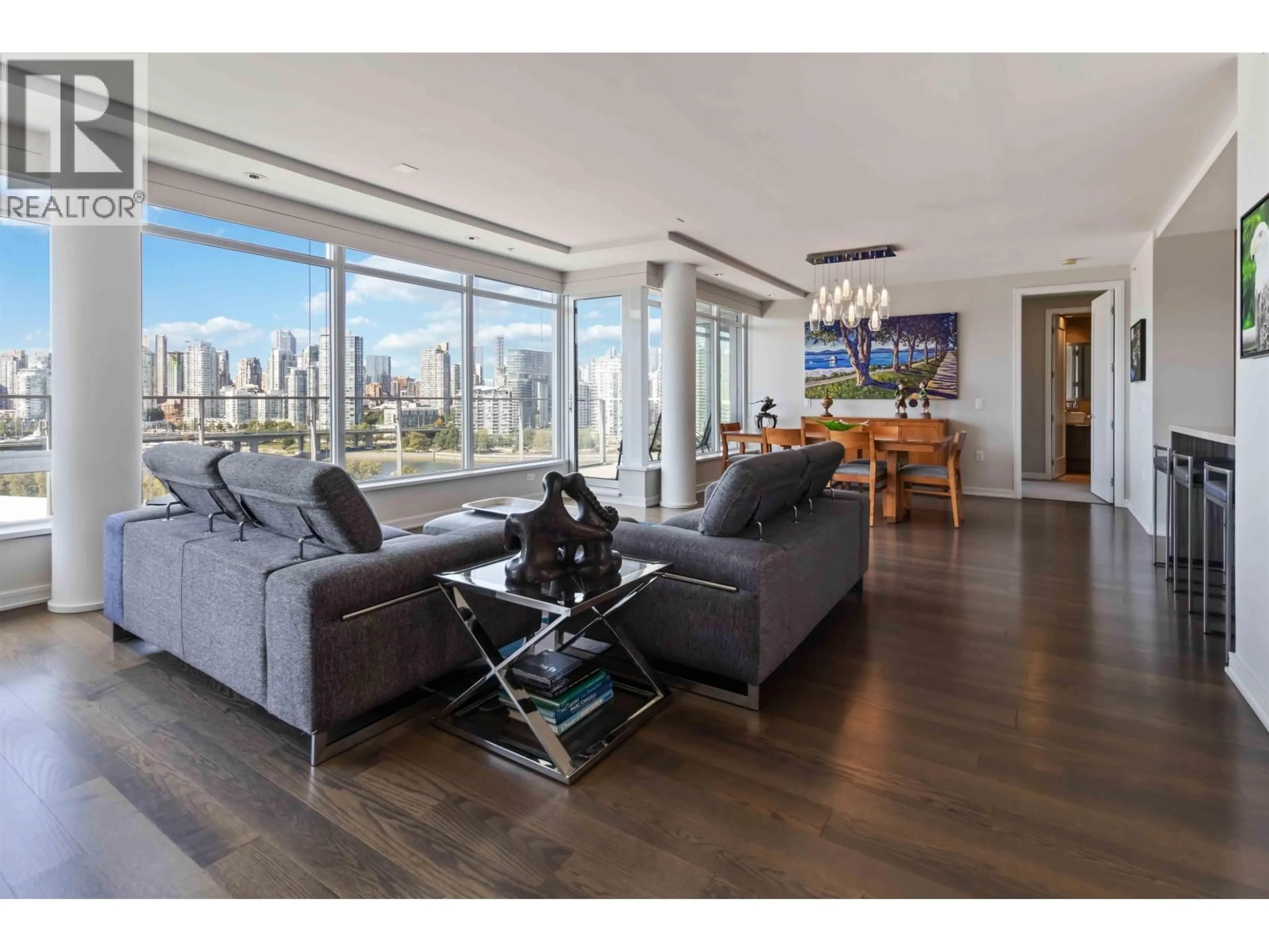 Living room with furniture, wood/laminate floor for 1402 - 181 1ST AVENUE, Vancouver British Columbia V5Y0E3