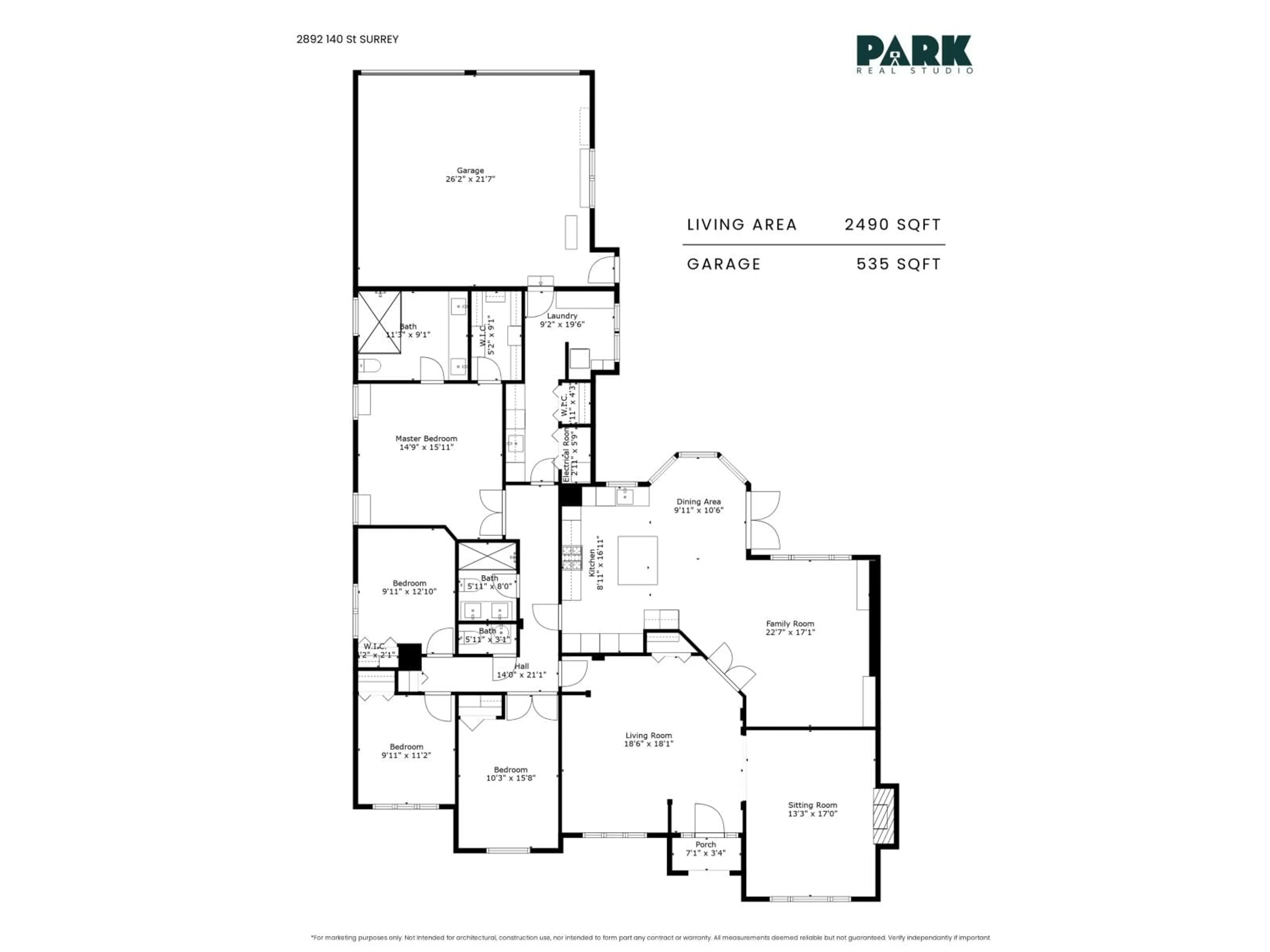 Floor plan for 2892 140, Surrey British Columbia V4P2H9