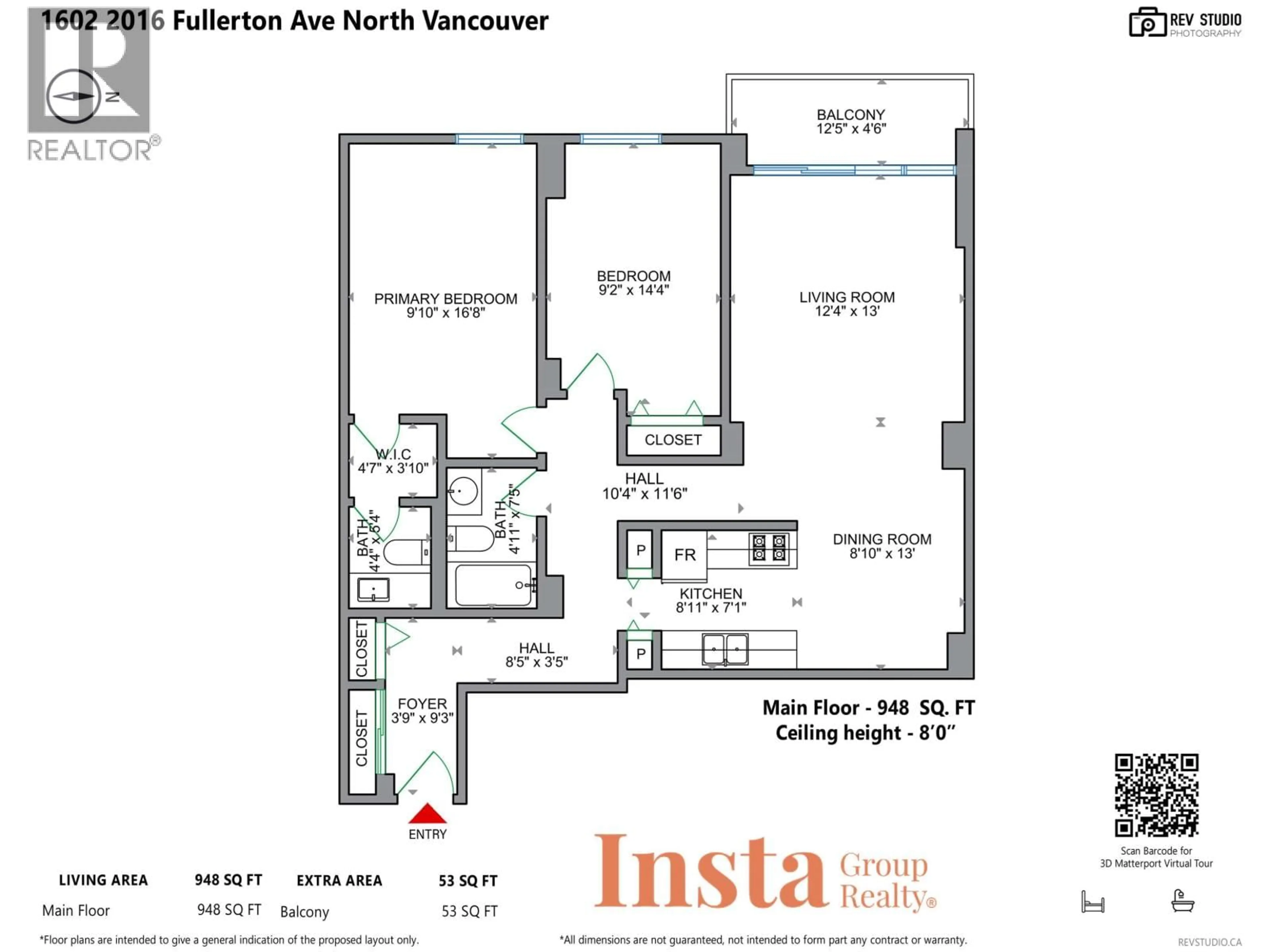 Floor plan for 1602 - 2016 FULLERTON AVENUE, North Vancouver British Columbia V7P3E6