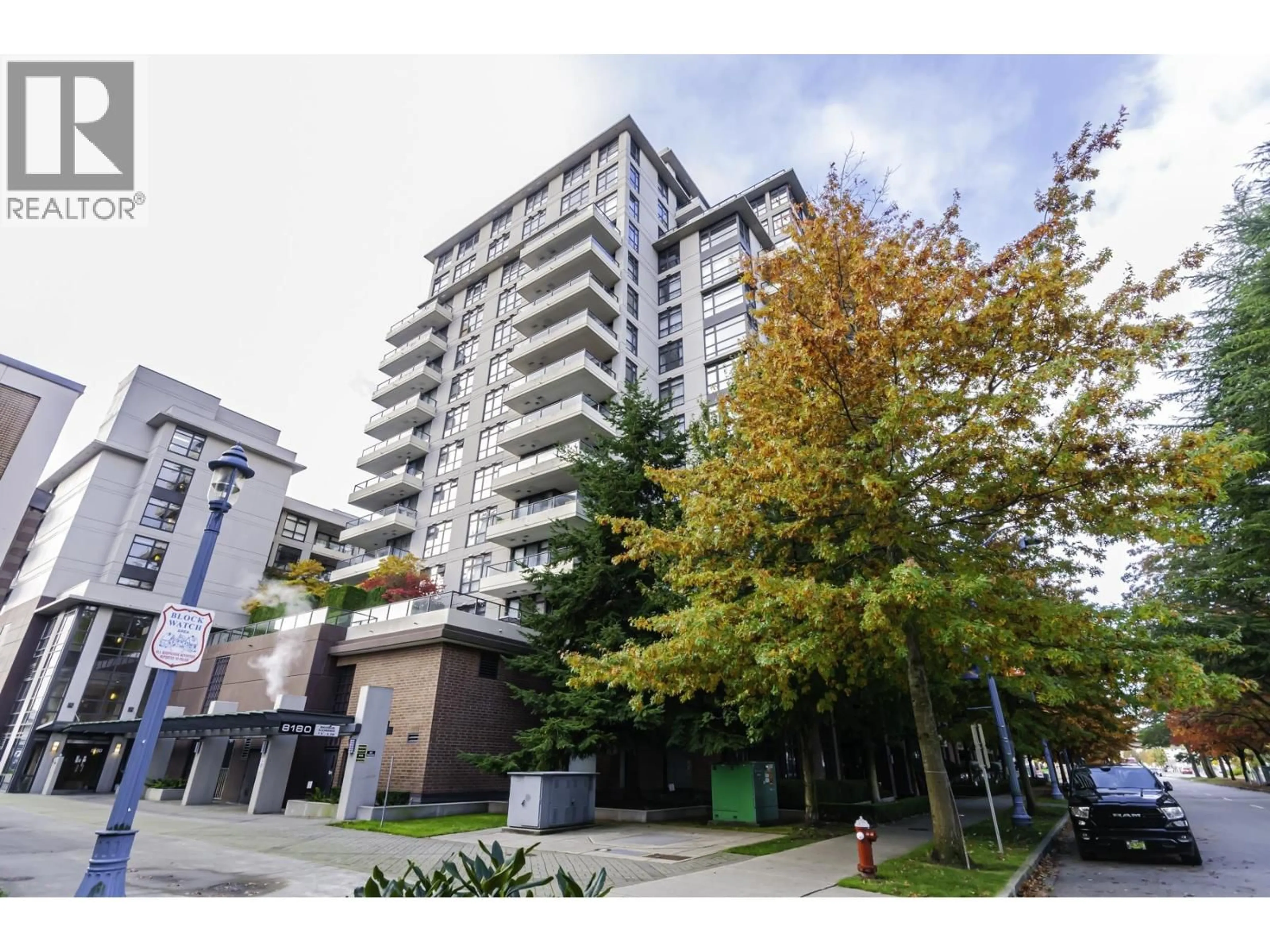 A pic from outside/outdoor area/front of a property/back of a property/a pic from drone, street for 1001 - 8160 LANSDOWNE ROAD, Richmond British Columbia V6X0A9