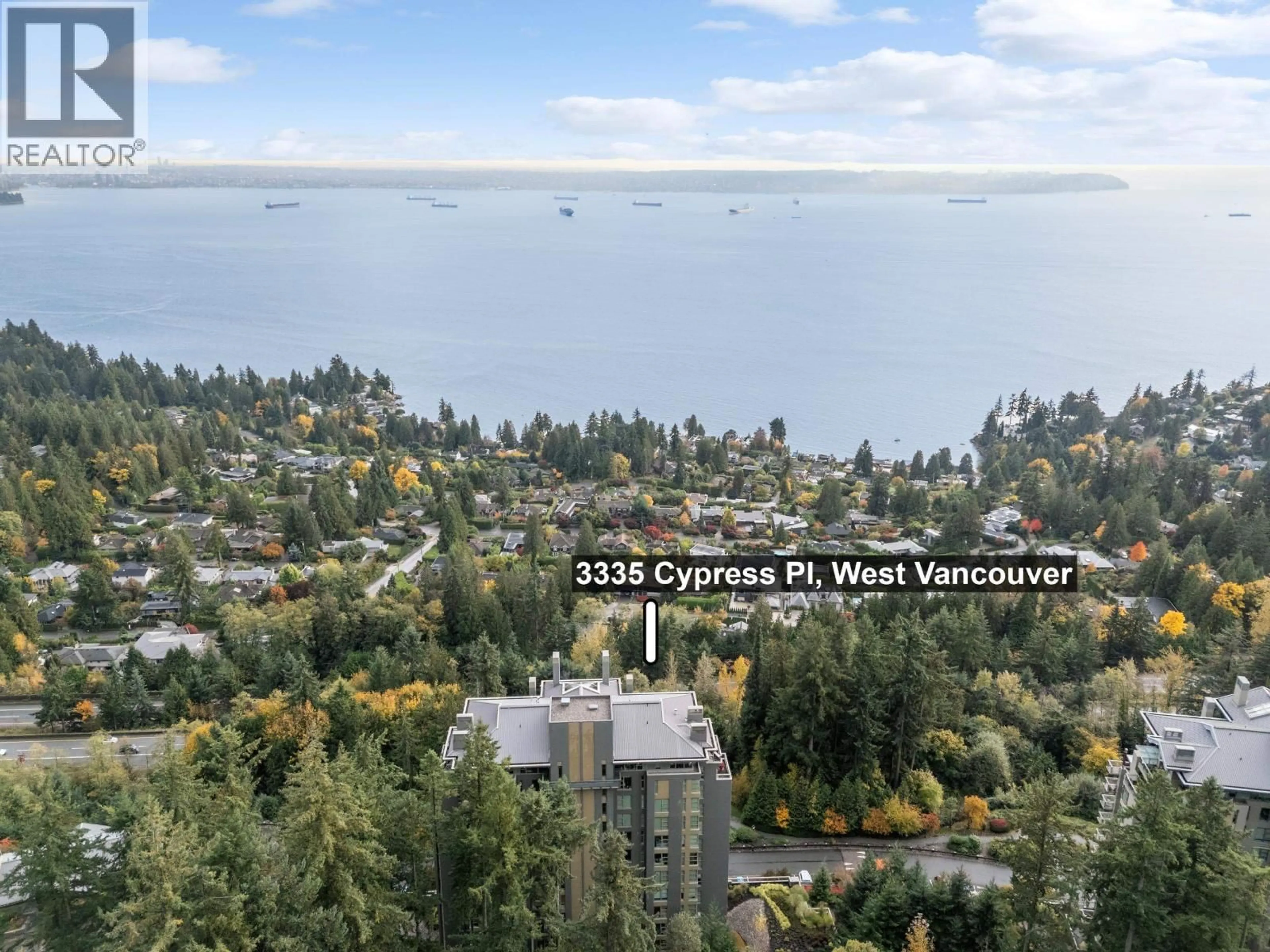A pic from outside/outdoor area/front of a property/back of a property/a pic from drone, water/lake/river/ocean view for 1002 - 3335 CYPRESS PLACE, West Vancouver British Columbia V7S3J8