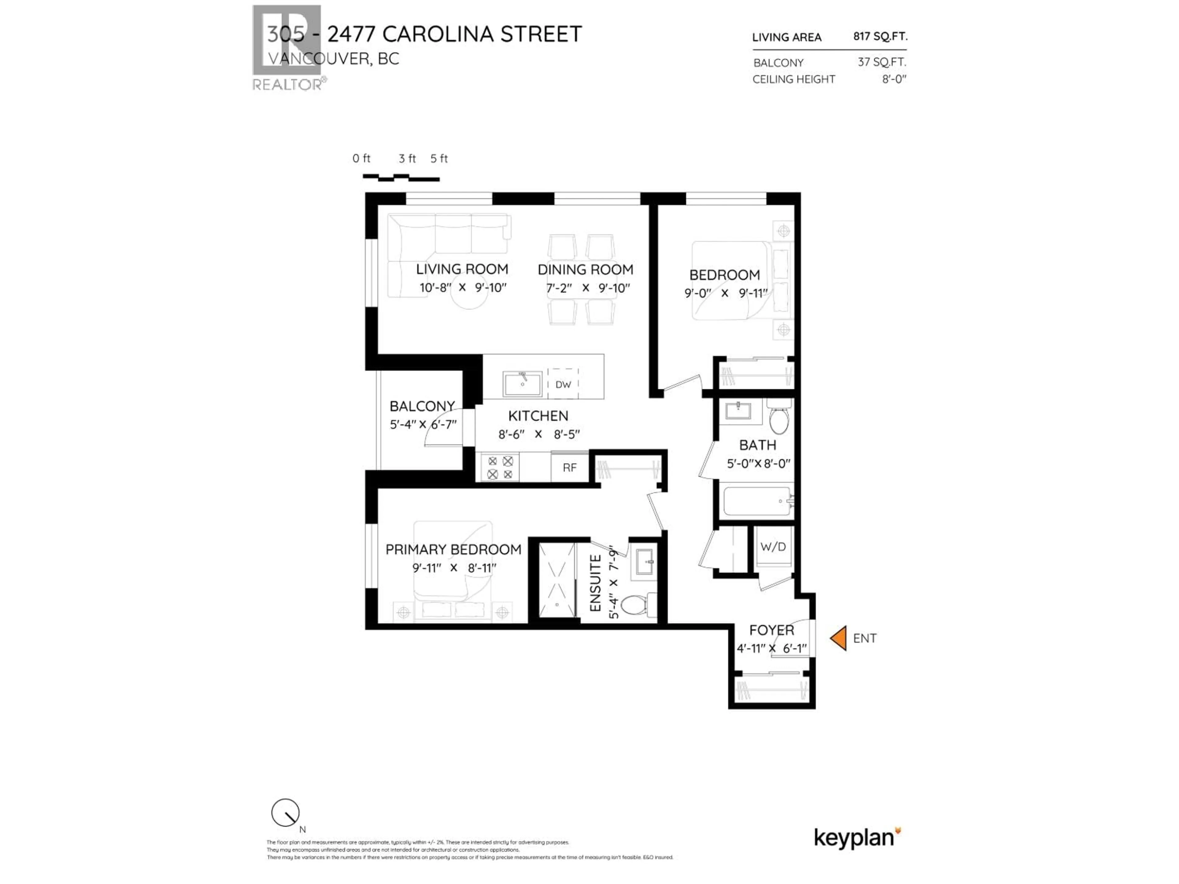 Floor plan for 305 - 2477 CAROLINA STREET, Vancouver British Columbia V5T0G8