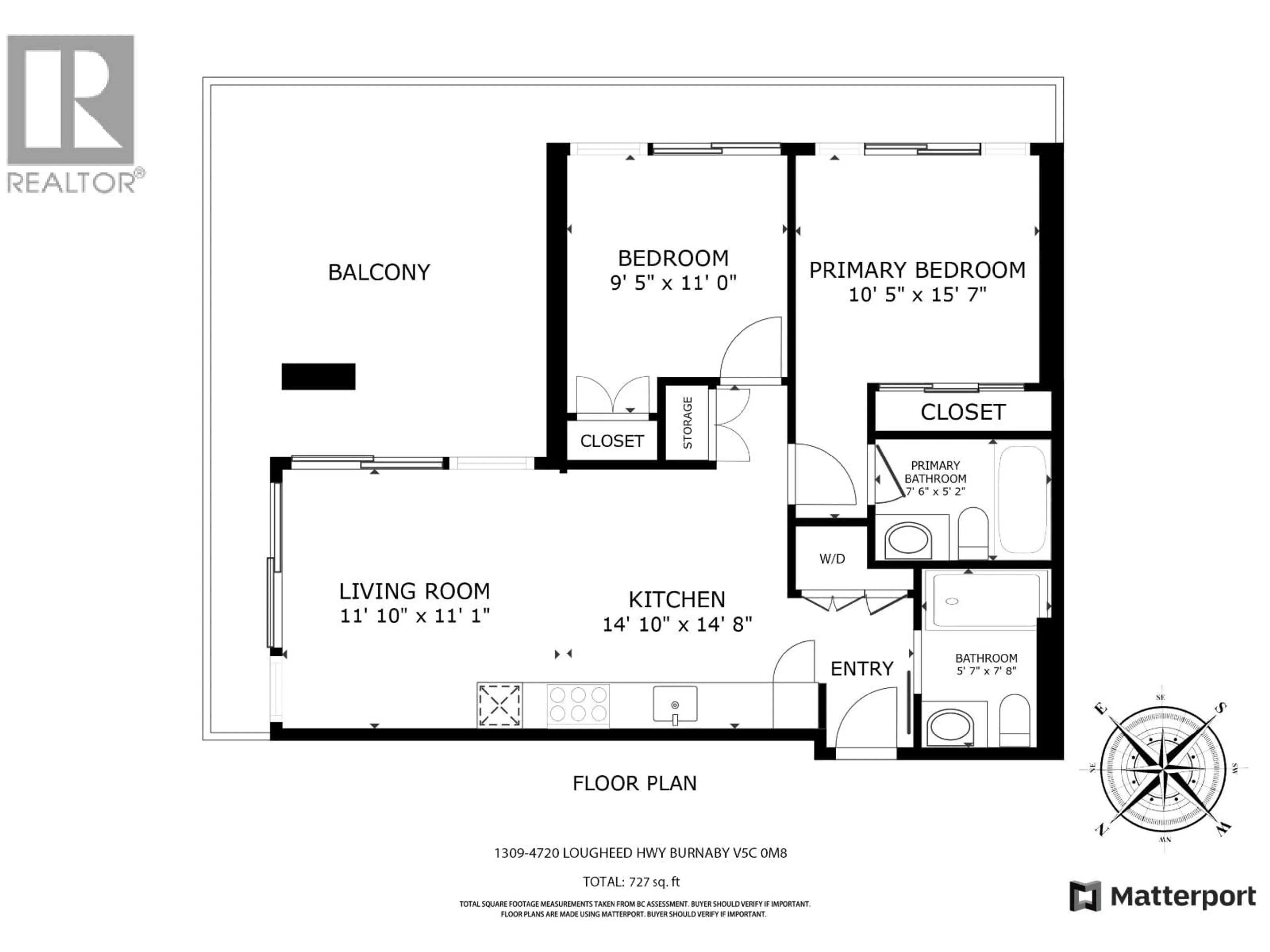 Floor plan for 1309 - 4720 LOUGHEED HIGHWAY, Burnaby British Columbia V5C0M8