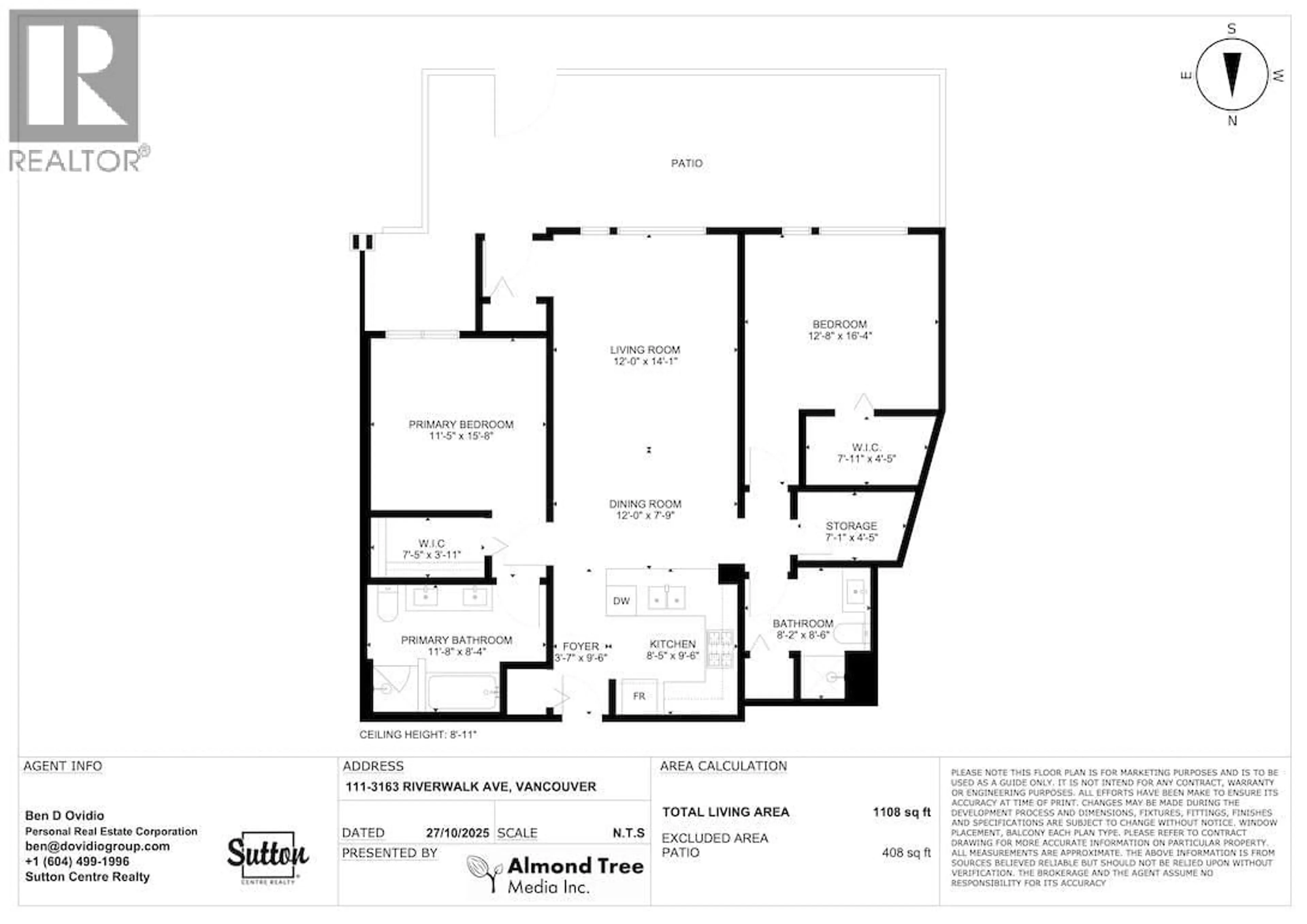 Floor plan for 111 - 3163 RIVERWALK AVENUE, Vancouver British Columbia V5S0A8