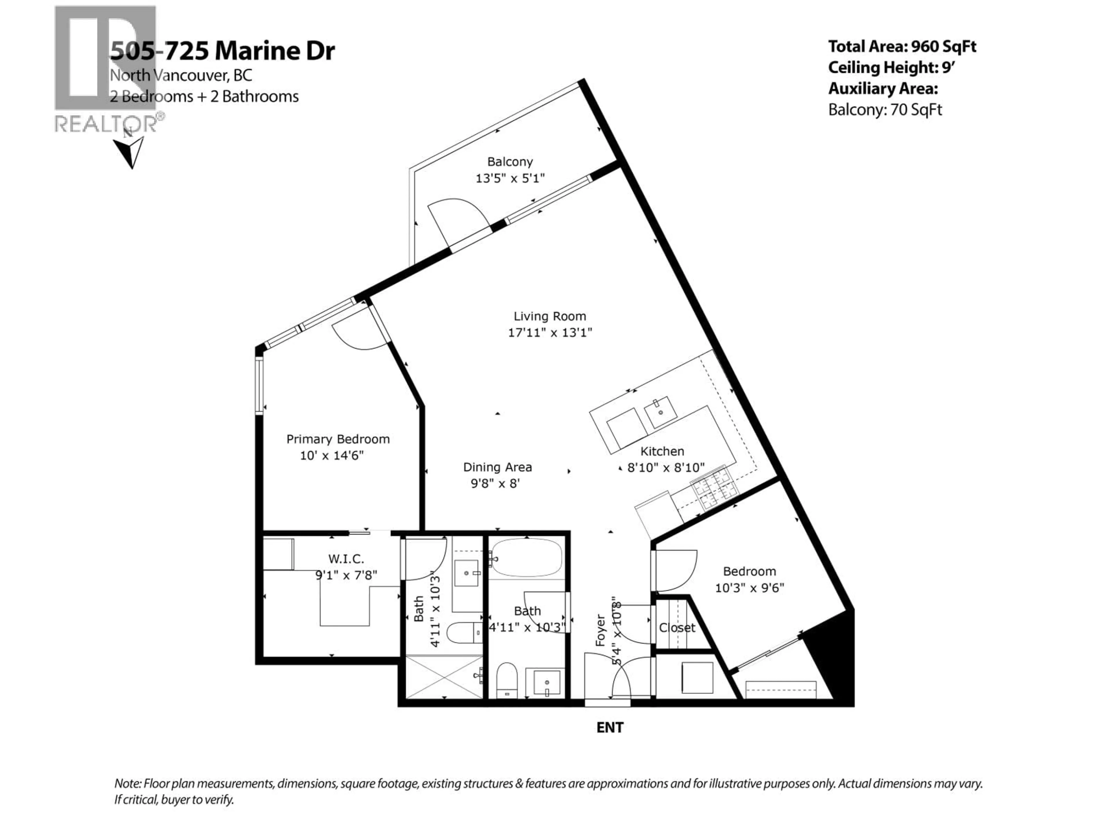 Floor plan for 505 - 725 MARINE DRIVE, North Vancouver British Columbia V7M0G2