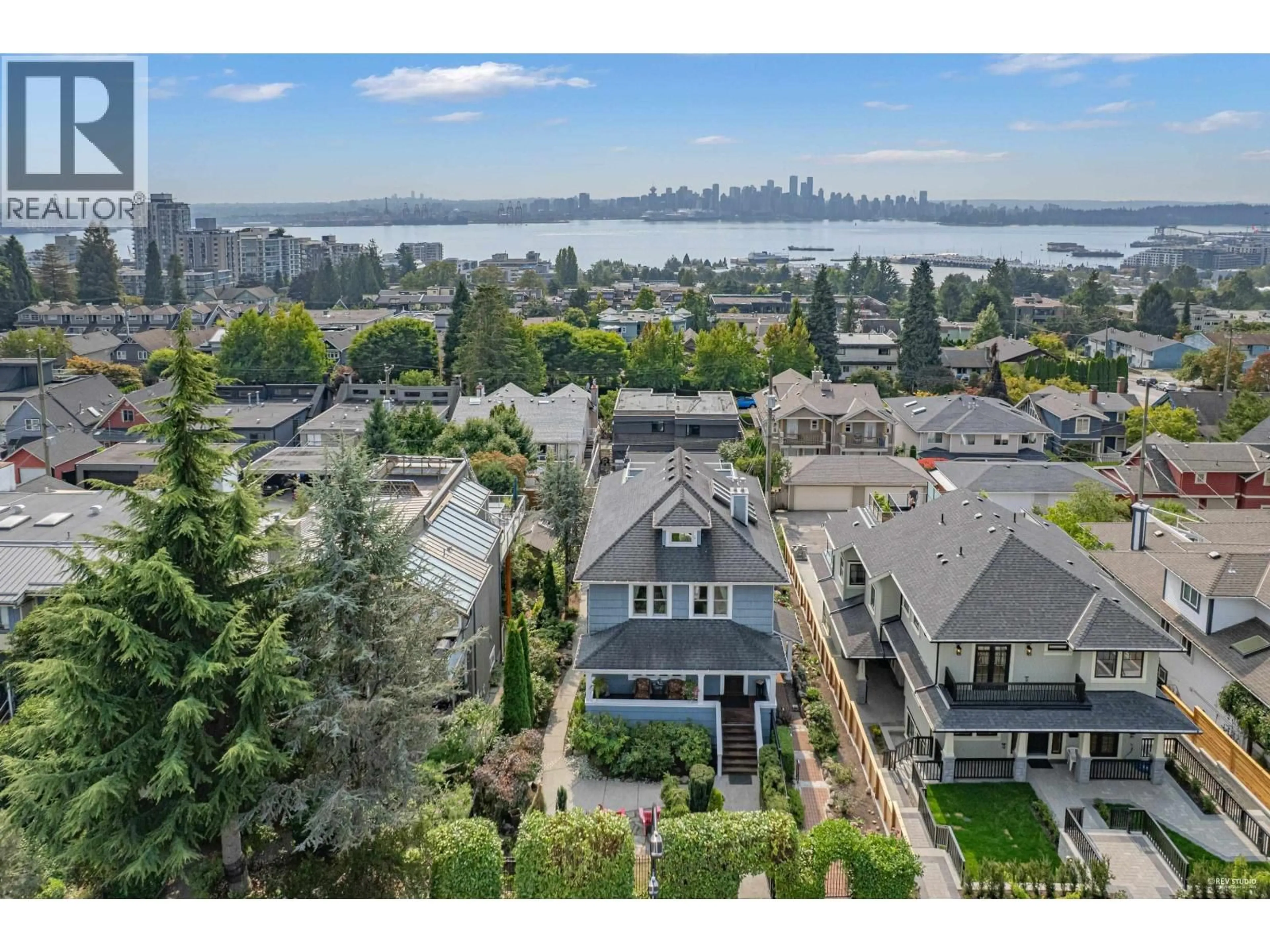 A pic from outside/outdoor area/front of a property/back of a property/a pic from drone, water/lake/river/ocean view for 255 6TH STREET, North Vancouver British Columbia V7M1K7