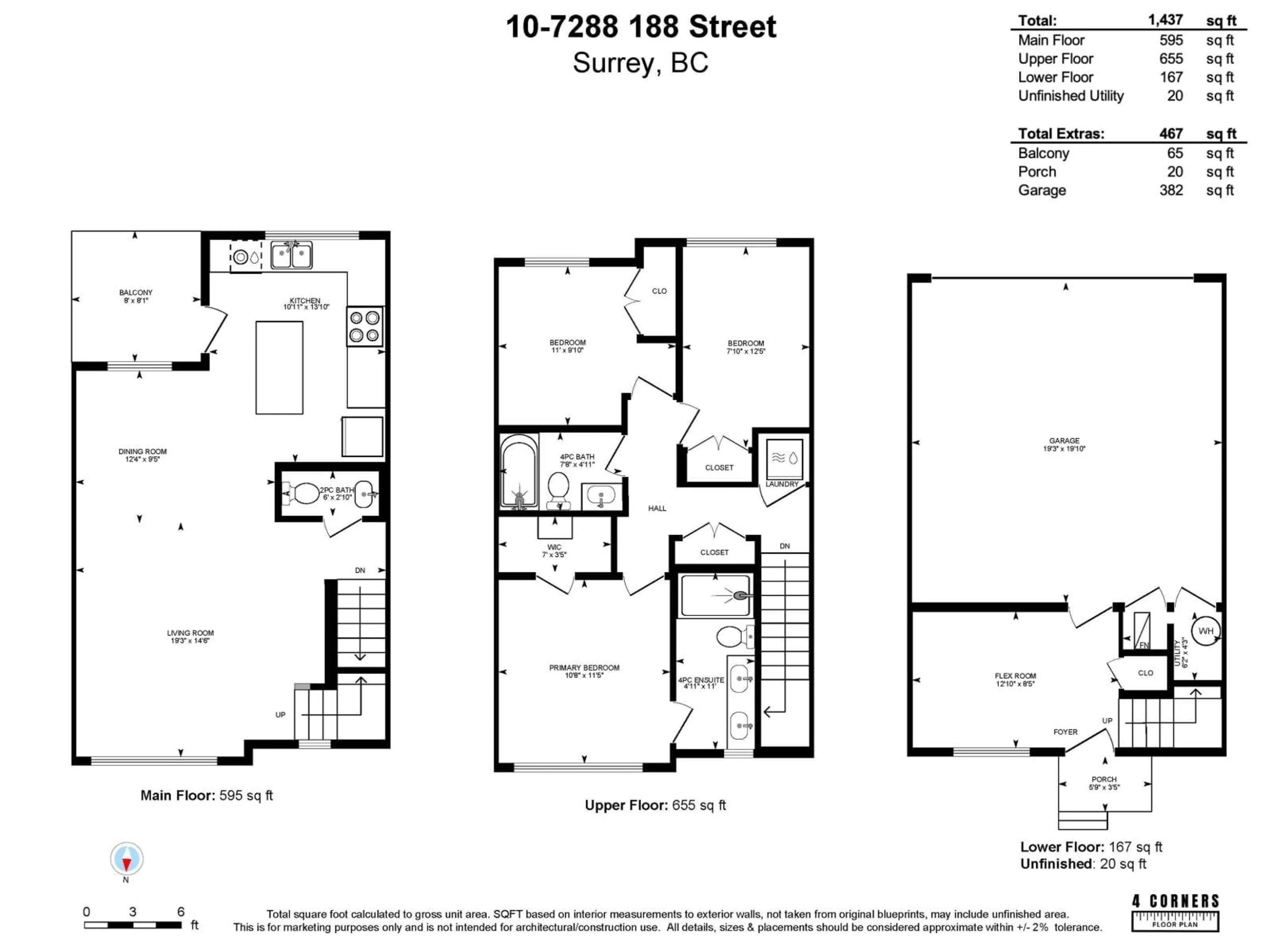 Floor plan for 10 - 7288 188, Surrey British Columbia V4N6W3