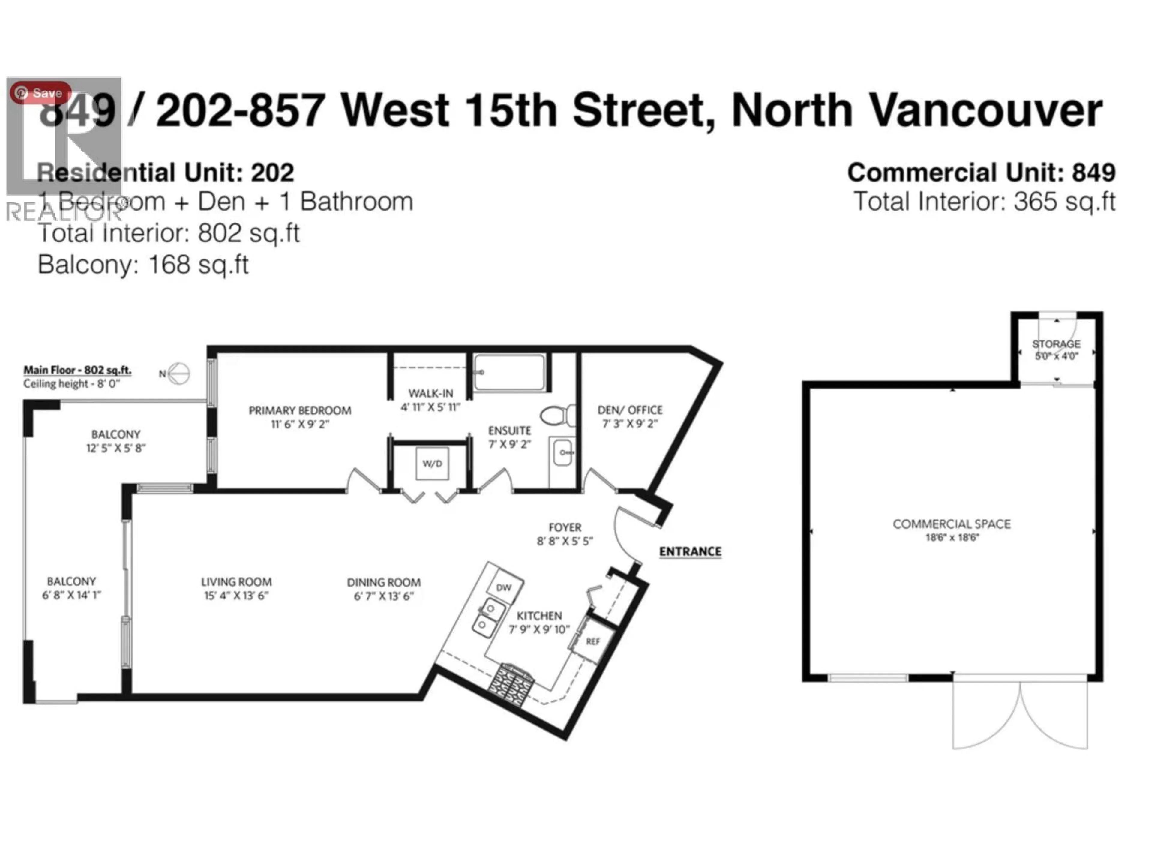 Floor plan for 202 - 857 15TH STREET, North Vancouver British Columbia V7P1M5