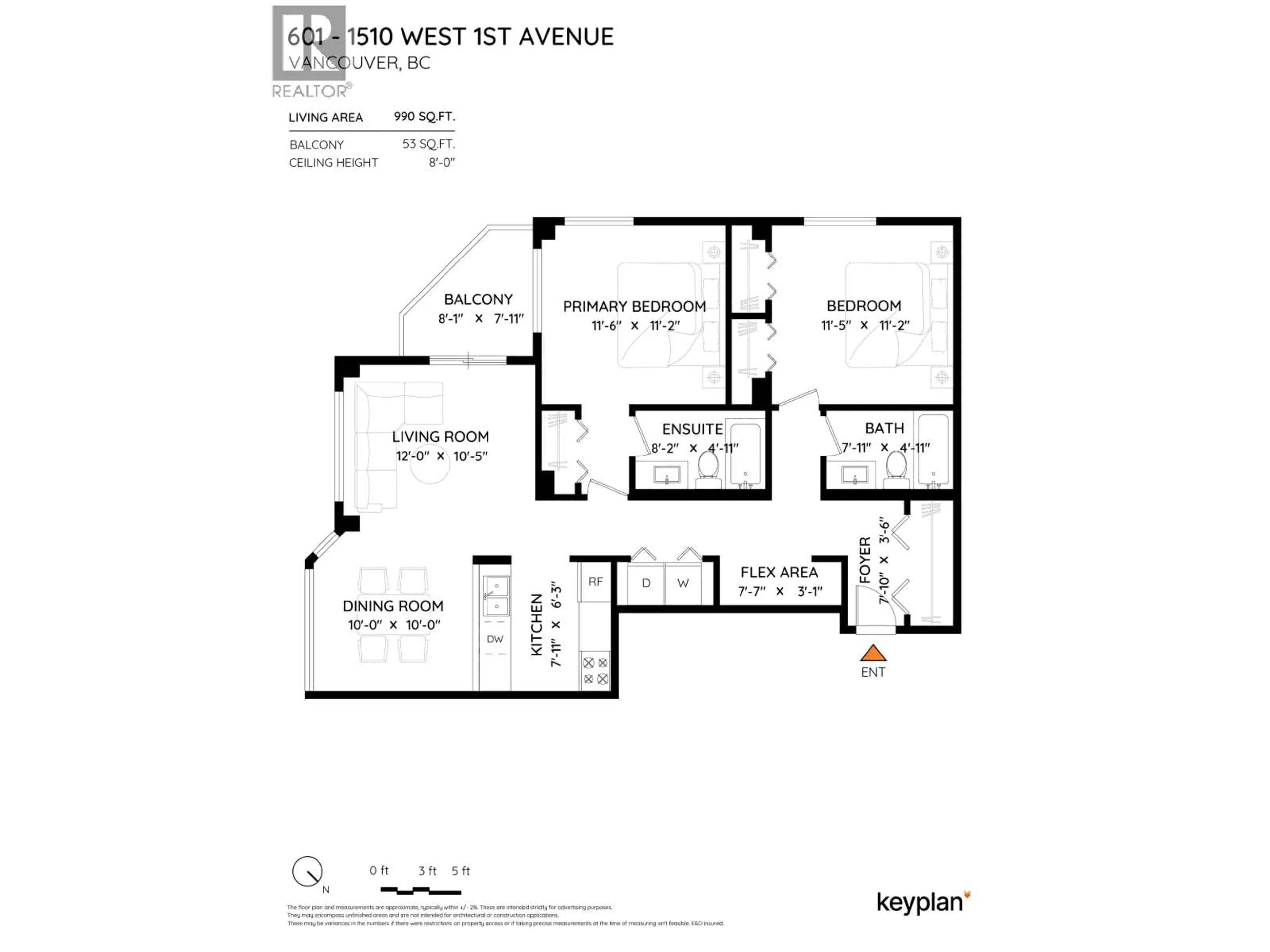 Floor plan for 601 - 1510 1ST AVENUE, Vancouver British Columbia V6J4S3