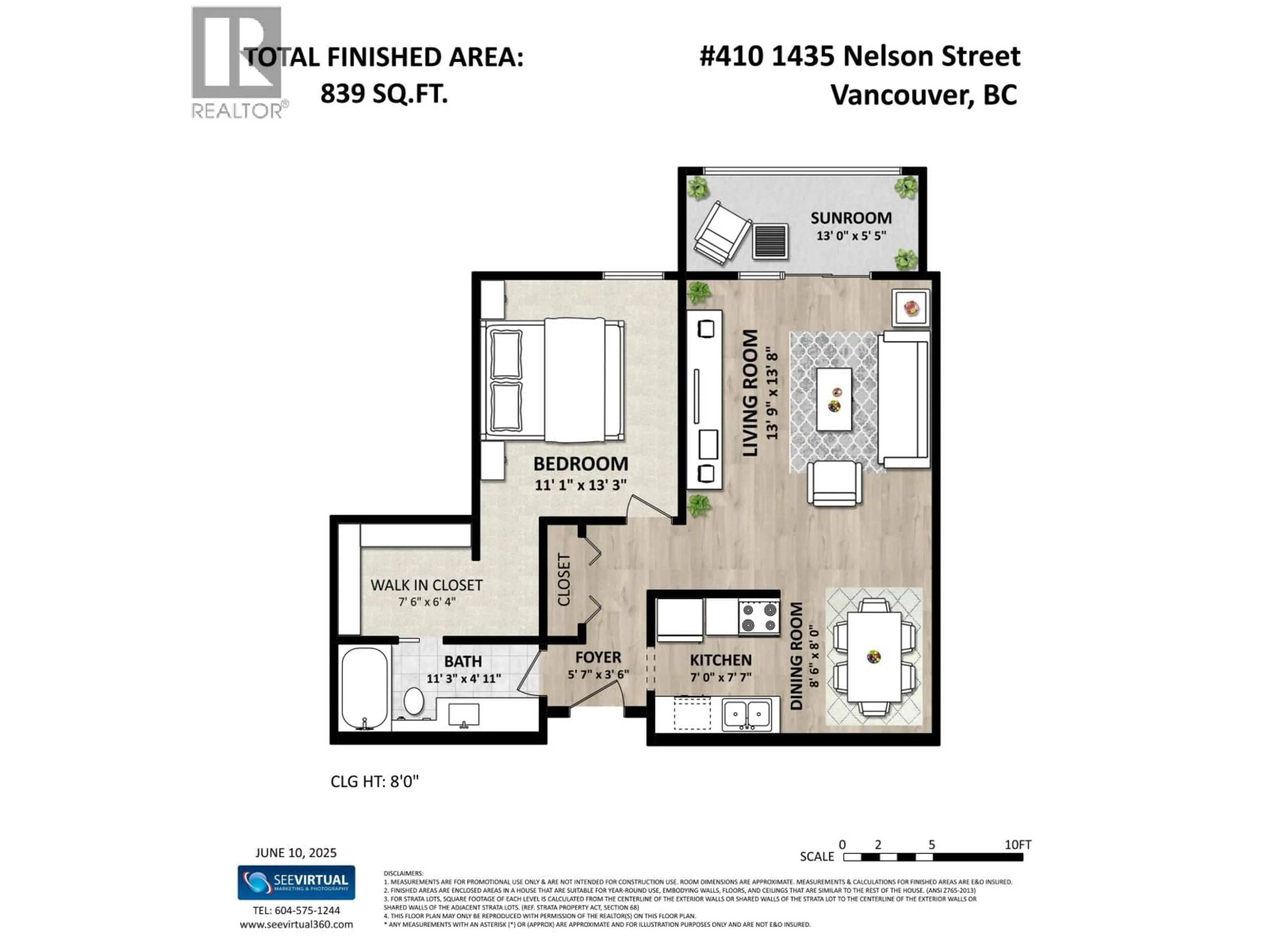 Floor plan for 410 - 1435 NELSON STREET, Vancouver British Columbia V6G2Z3