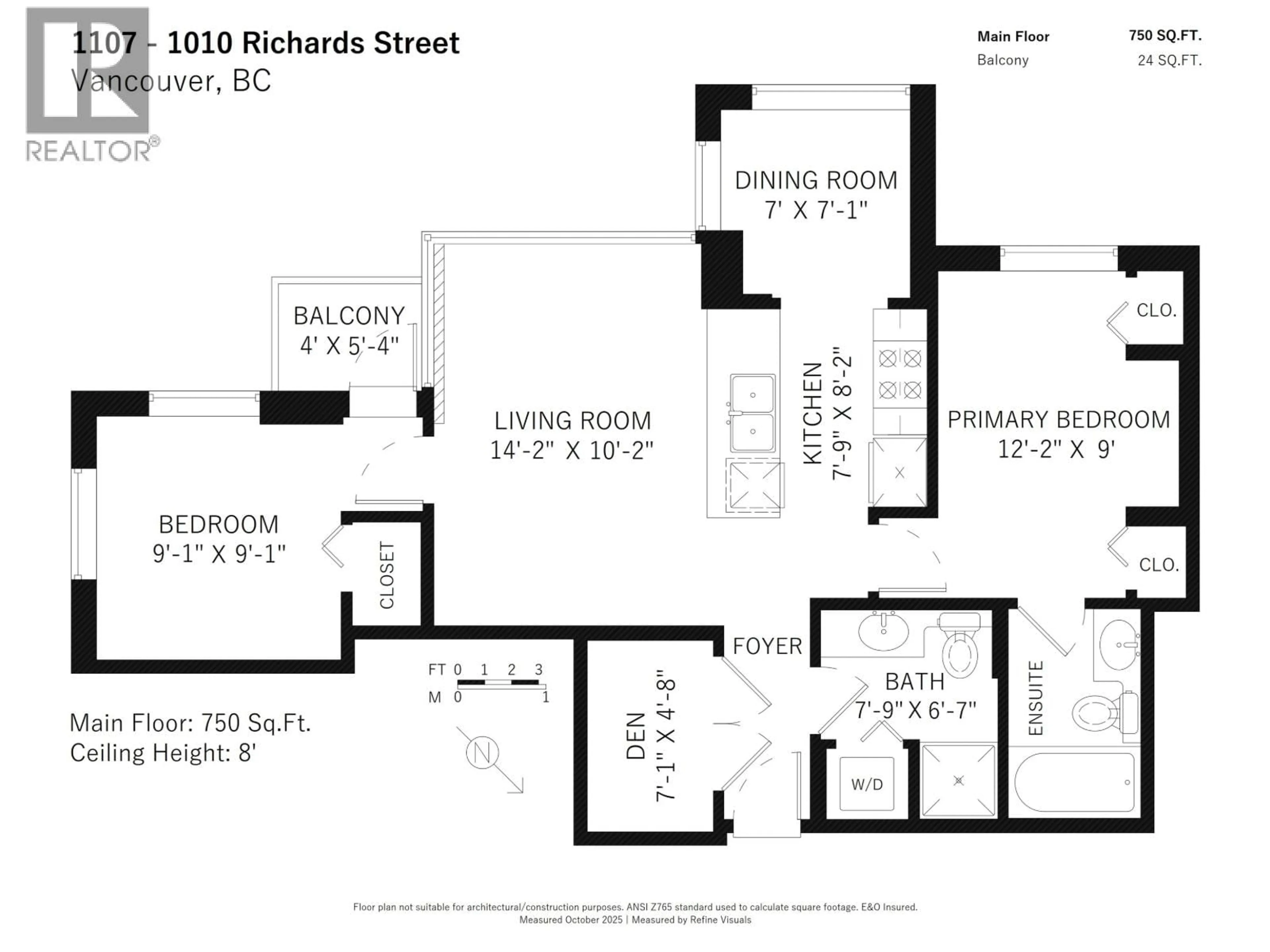 Floor plan for 1107 - 1010 RICHARDS STREET, Vancouver British Columbia V6B1G2