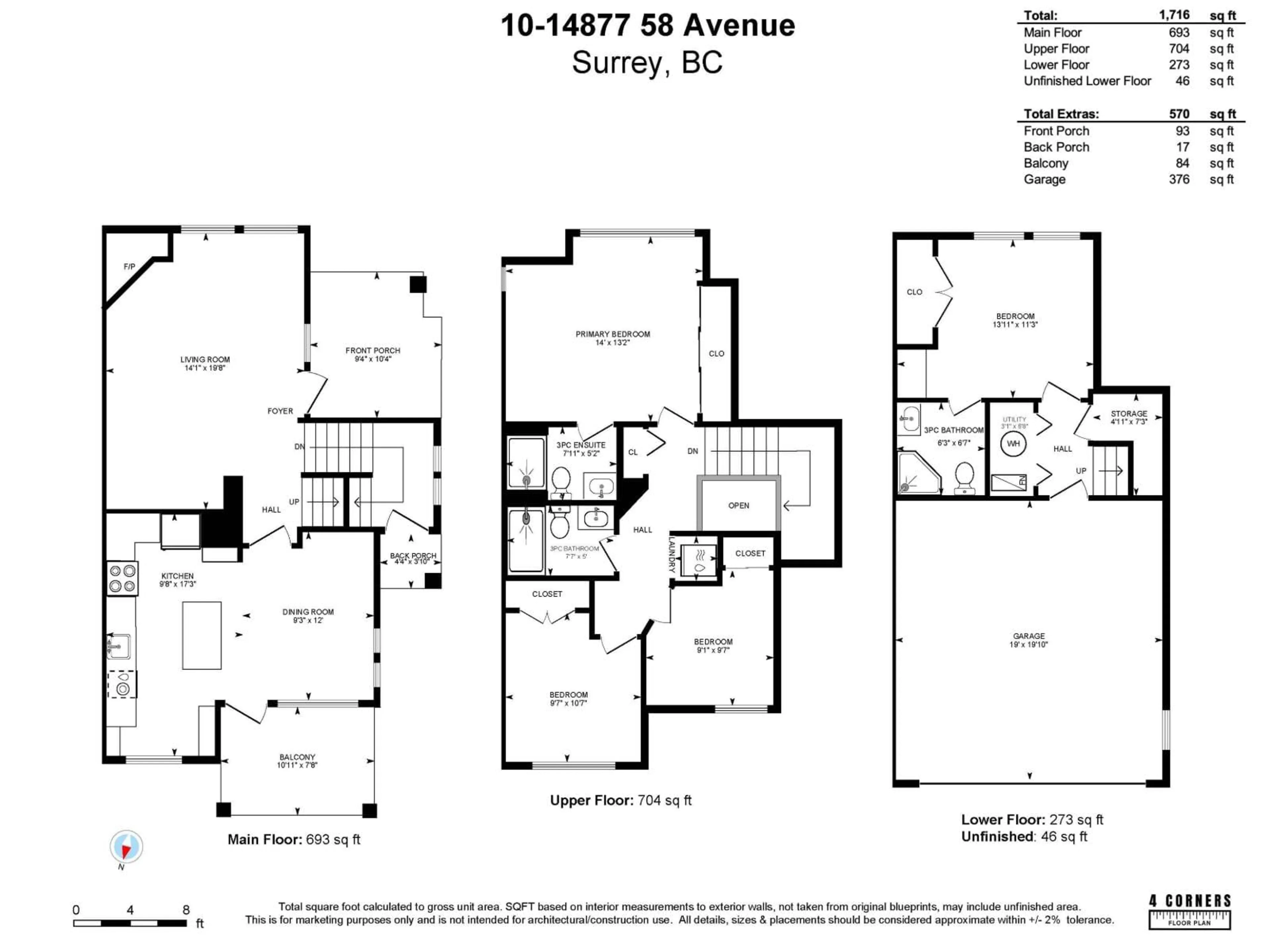 Floor plan for 10 - 14877 58, Surrey British Columbia V3S8Y9