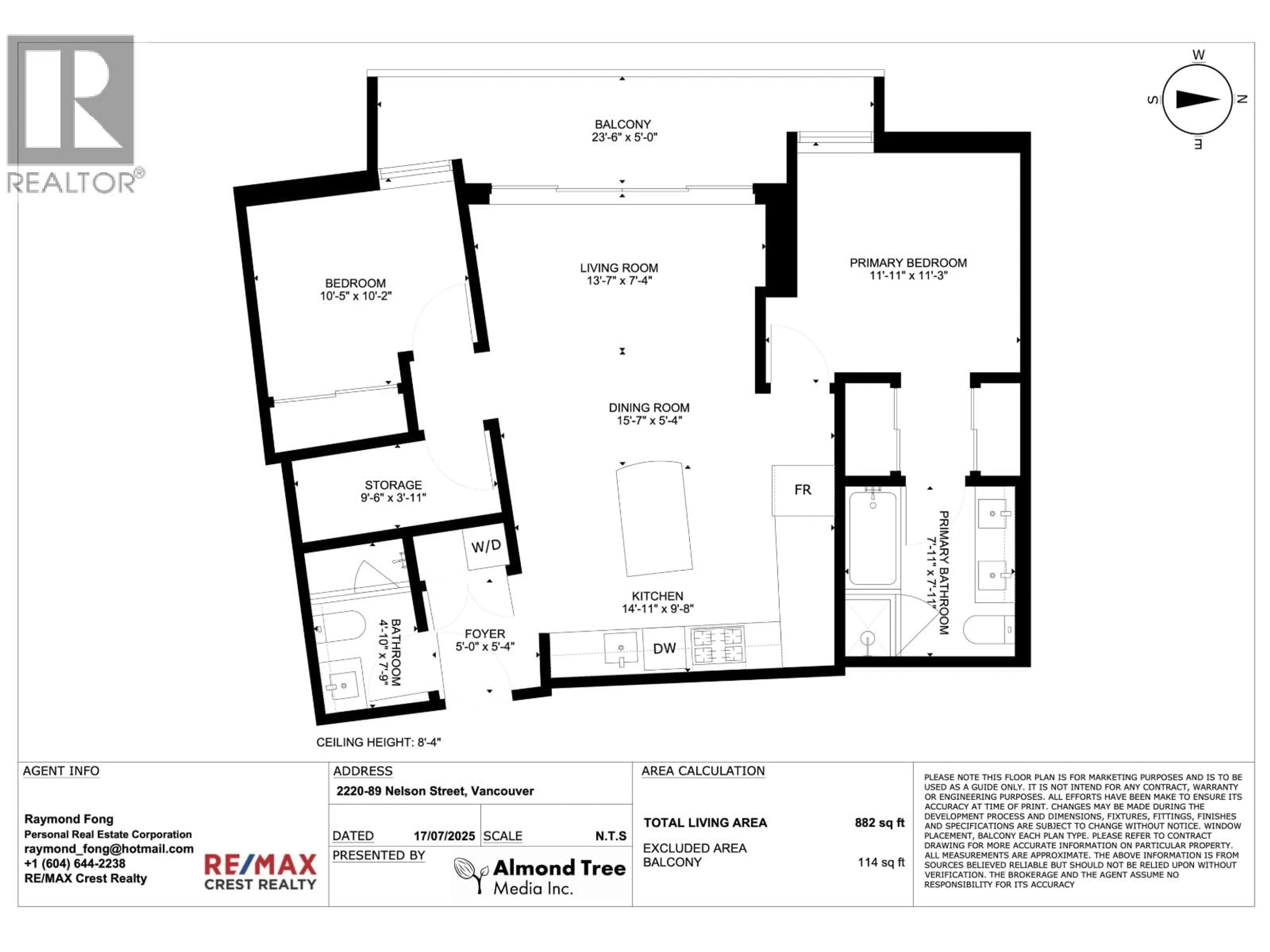 Floor plan for 2220 - 89 NELSON STREET, Vancouver British Columbia V6Z0E7