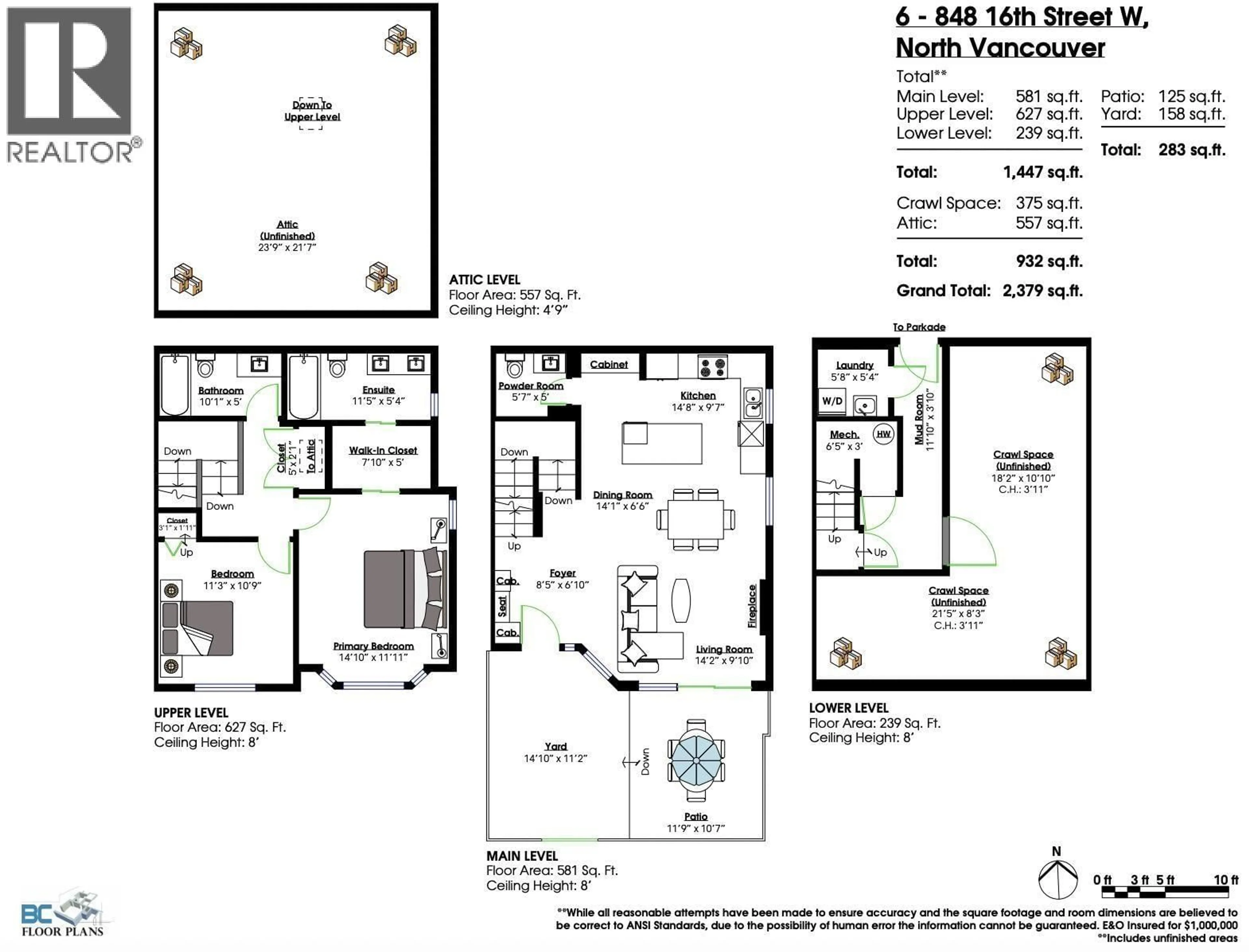Floor plan for 6 - 848 16TH STREET, North Vancouver British Columbia V7P1R3