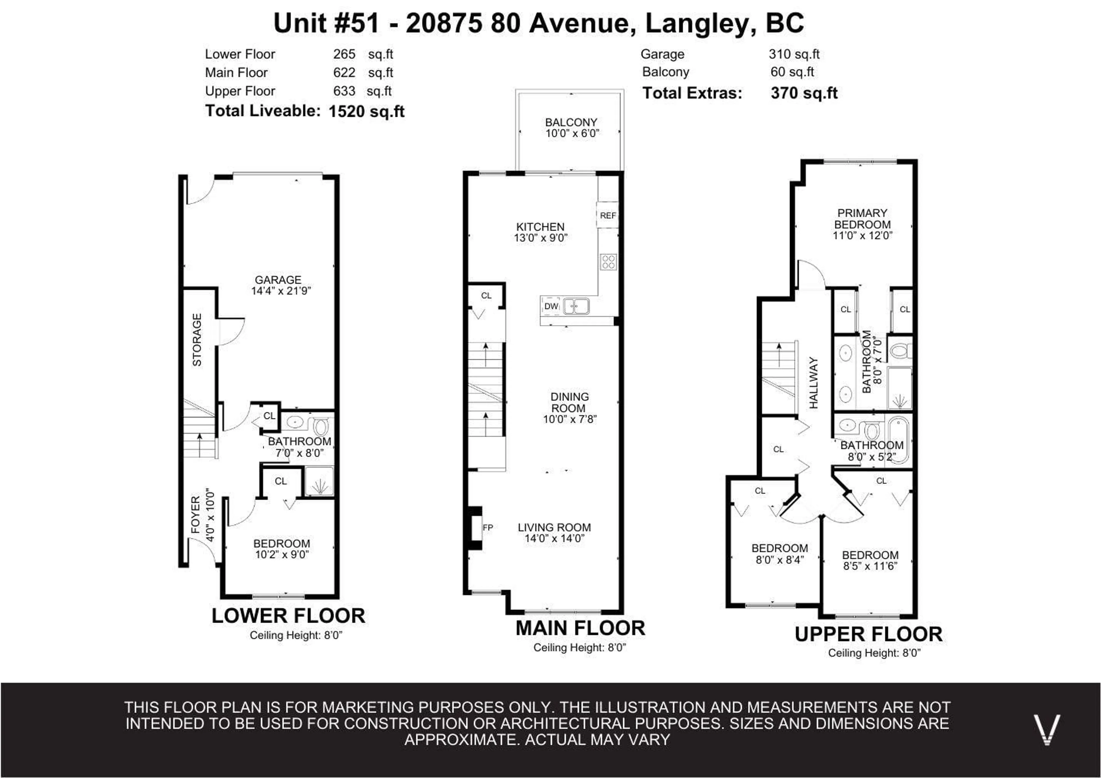 Floor plan for 51 - 20875 80, Langley British Columbia V2Y0B2