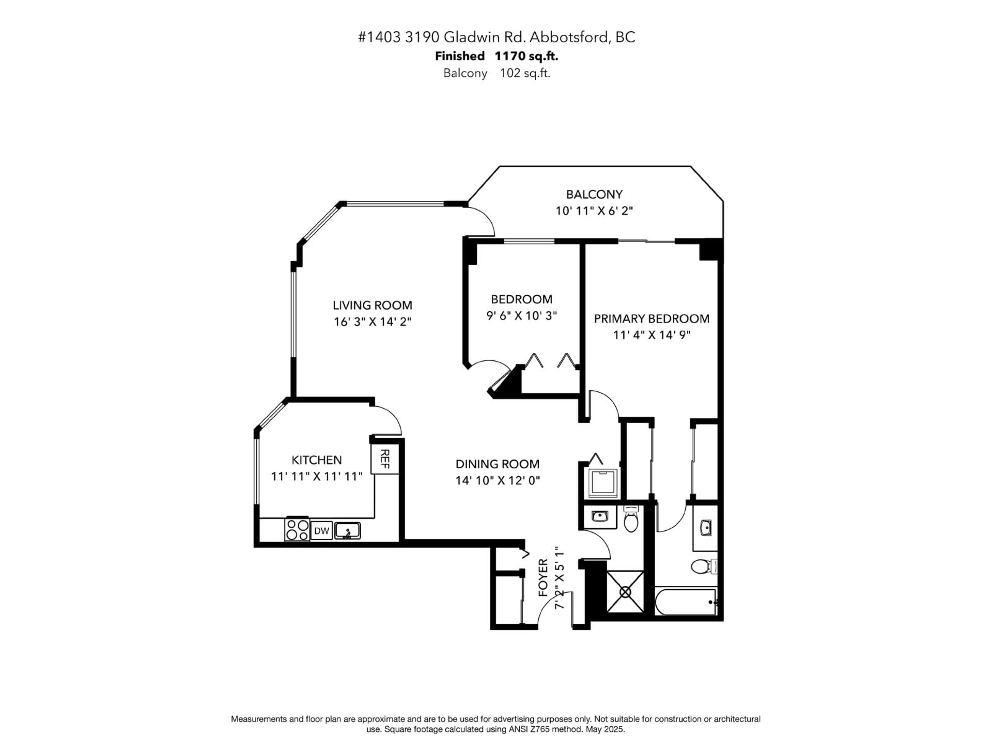 Floor plan for 1403 - 3190 GLADWIN, Abbotsford British Columbia V2T5T2