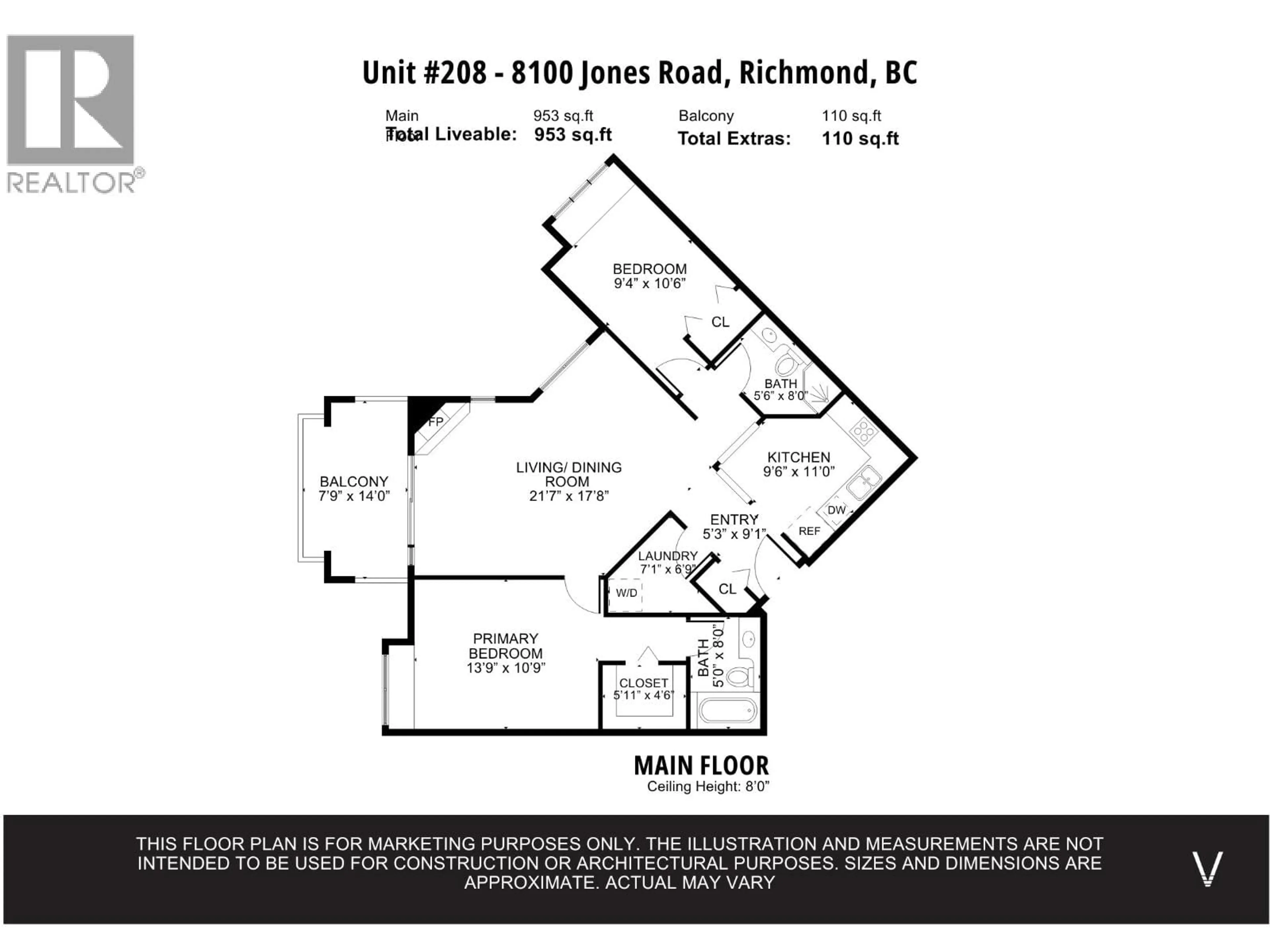 Floor plan for 208 - 8100 JONES ROAD, Richmond British Columbia V6Y4B1