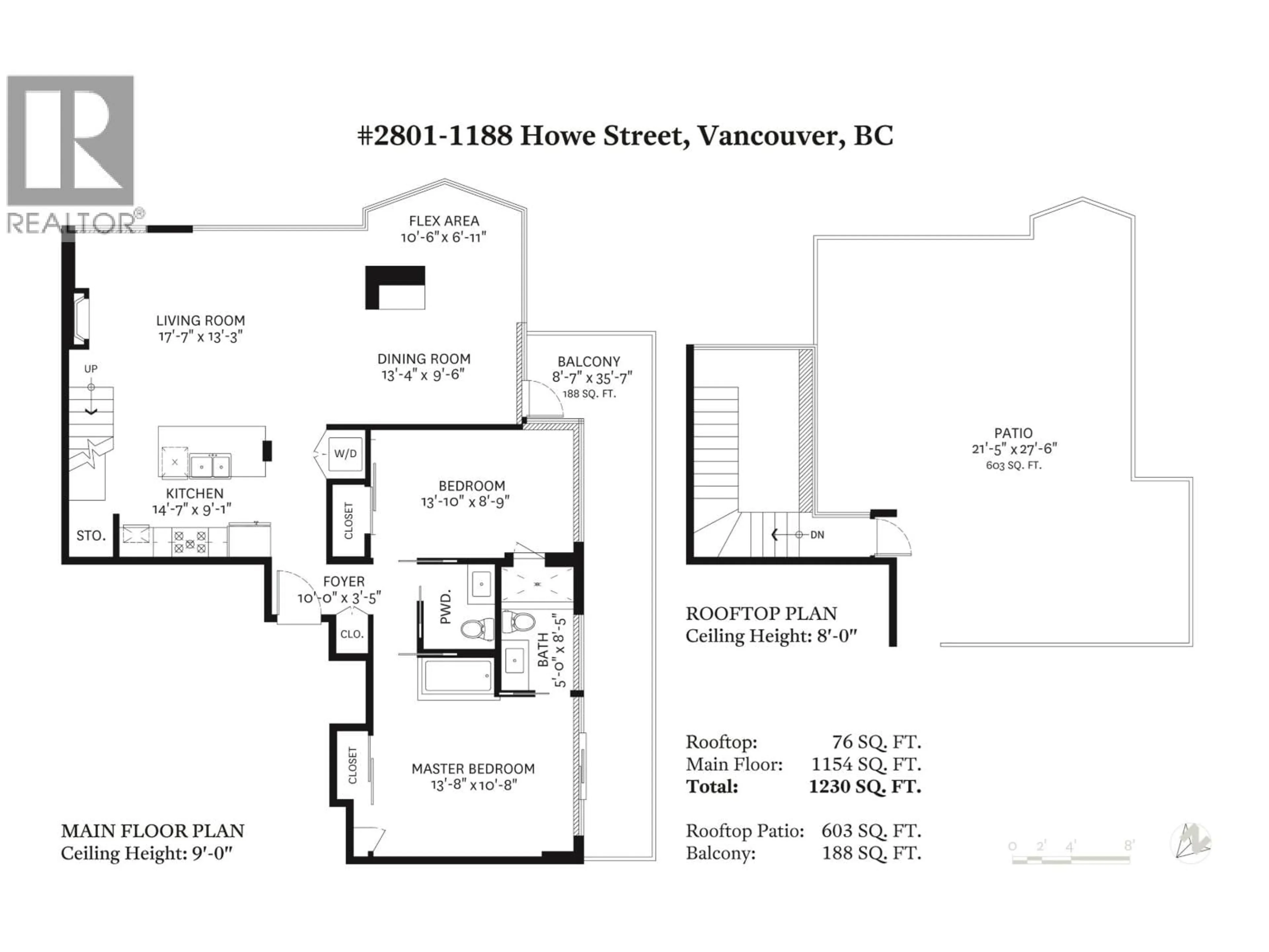 Floor plan for 2801 - 1188 HOWE STREET, Vancouver British Columbia V6Z2S8