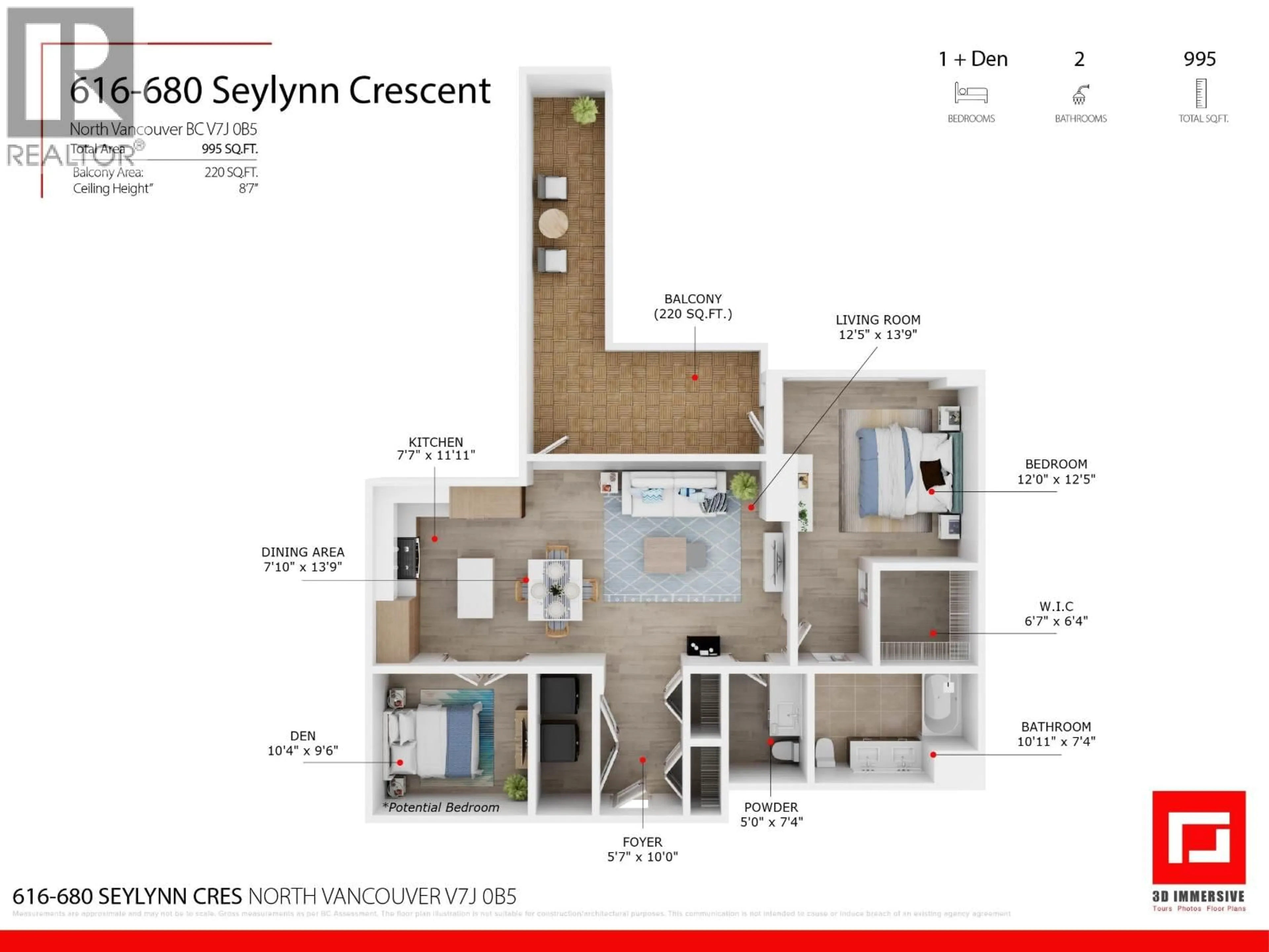 Floor plan for 616 - 680 SEYLYNN CRESCENT, North Vancouver British Columbia V7J0B5