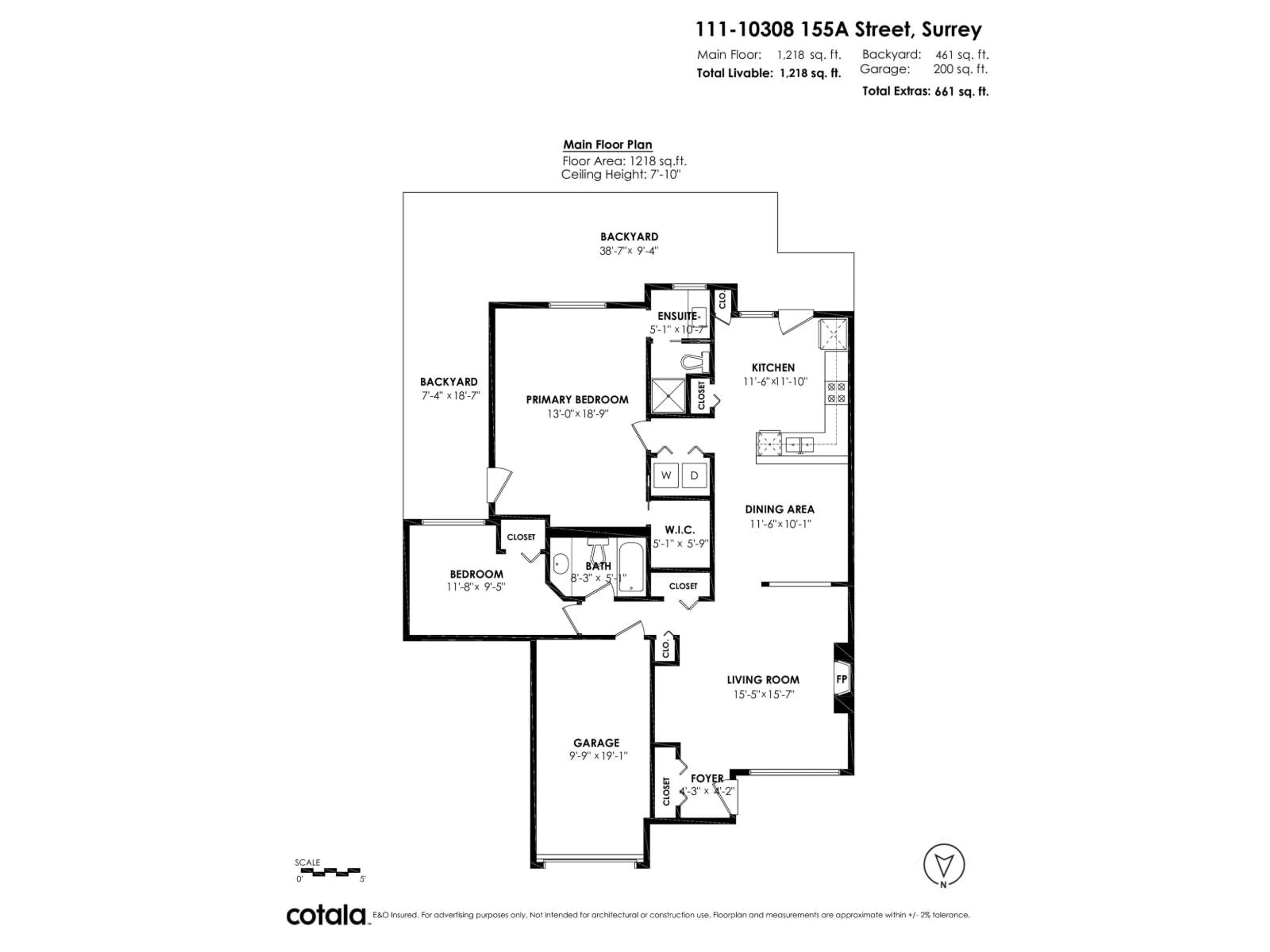 Floor plan for 111 - 10308 155A, Surrey British Columbia V3R4K5