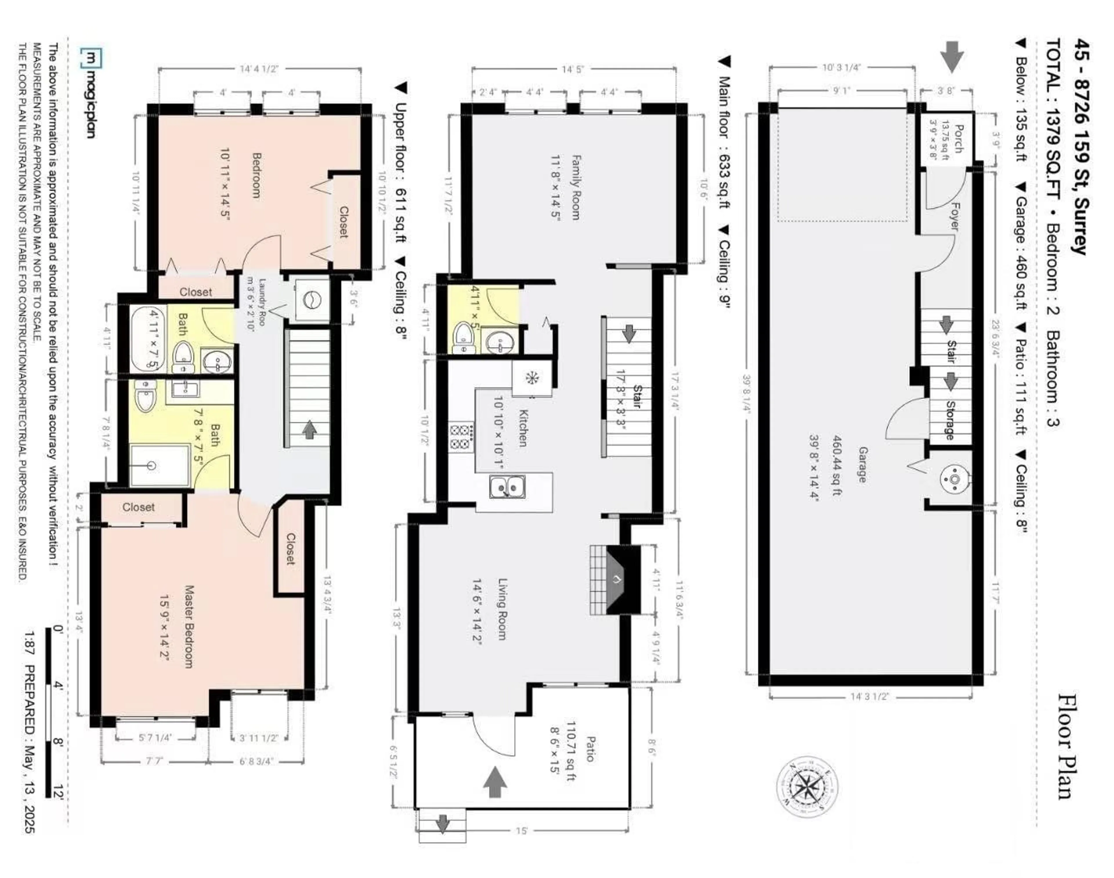 Floor plan for 45 - 8726 159, Surrey British Columbia V4N0A8