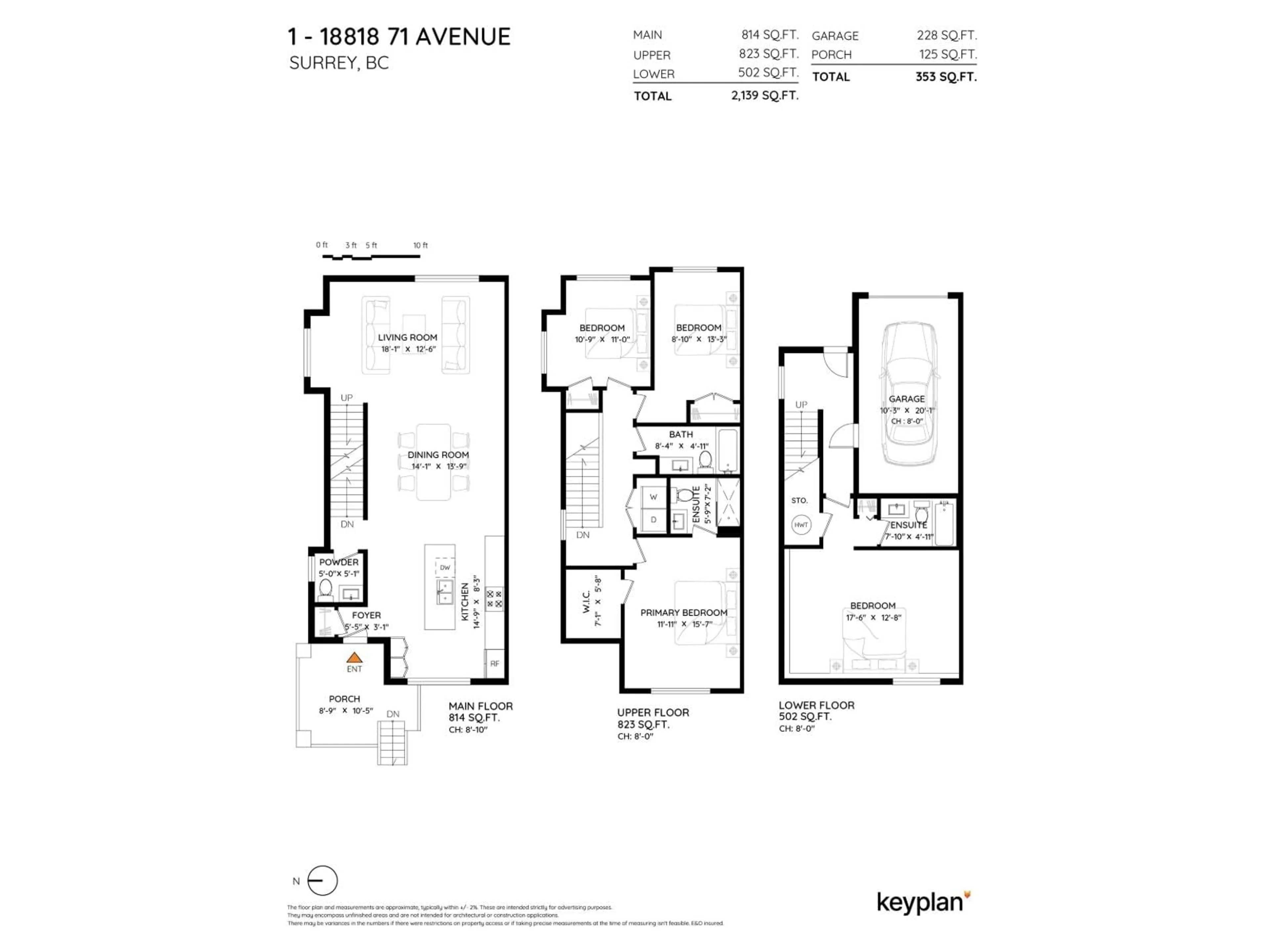 Floor plan for 1 - 18818 71, Surrey British Columbia V4N6N9